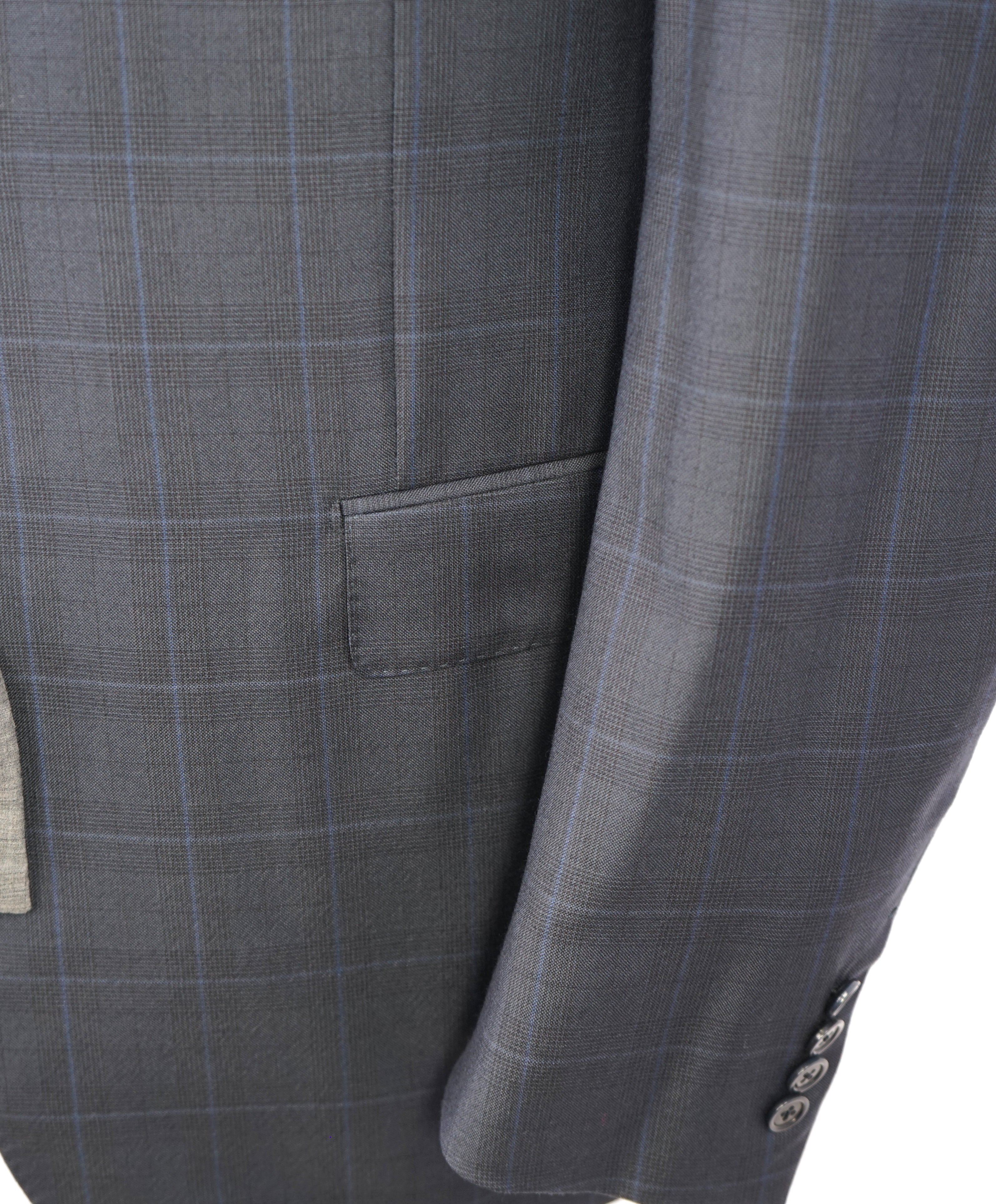 ERMENEGILDO ZEGNA -"TROFEO" Prince of Wales Blue Check Plaid Suit - 46R