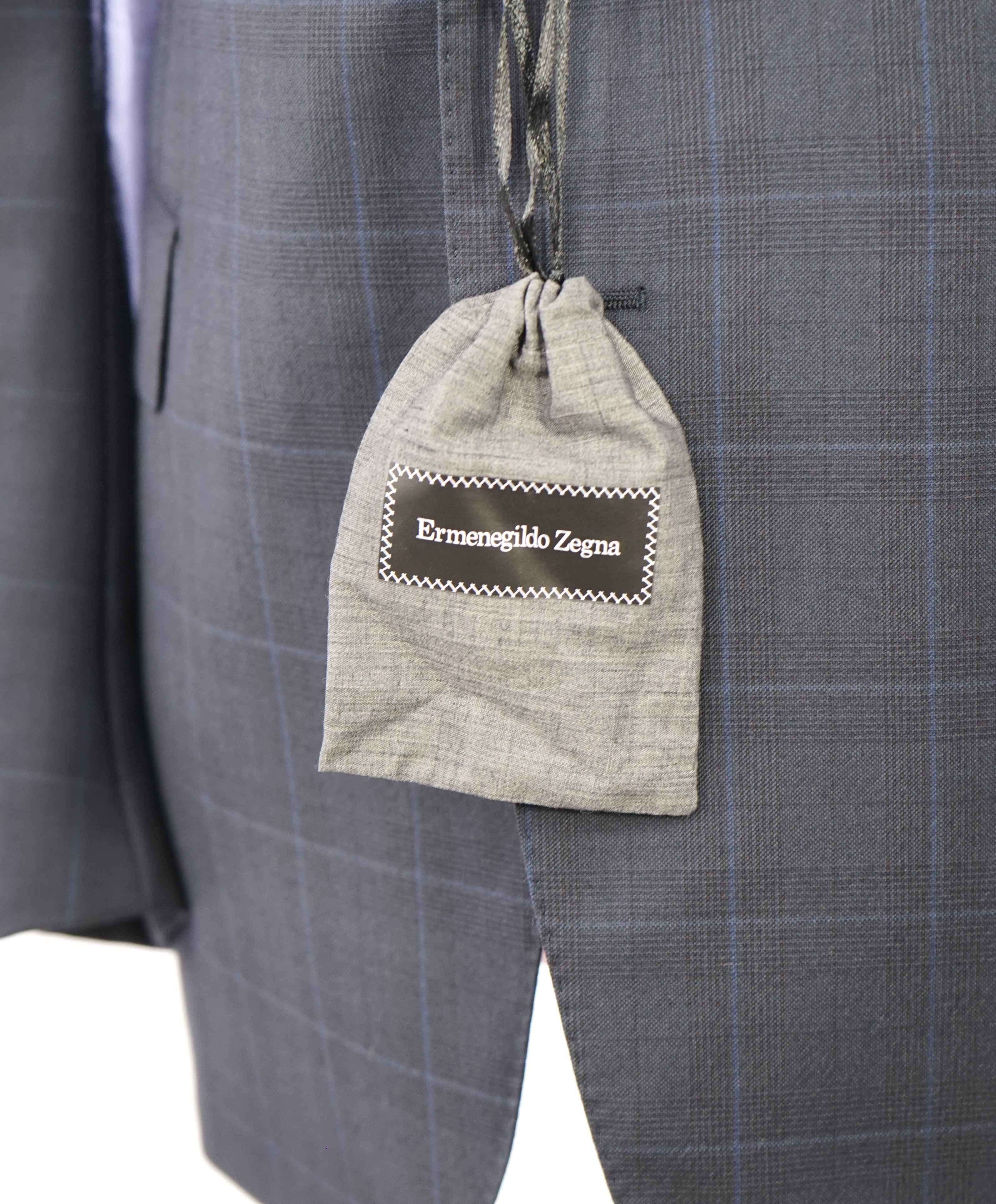 ERMENEGILDO ZEGNA -"TROFEO" Prince of Wales Blue Check Plaid Suit - 46R