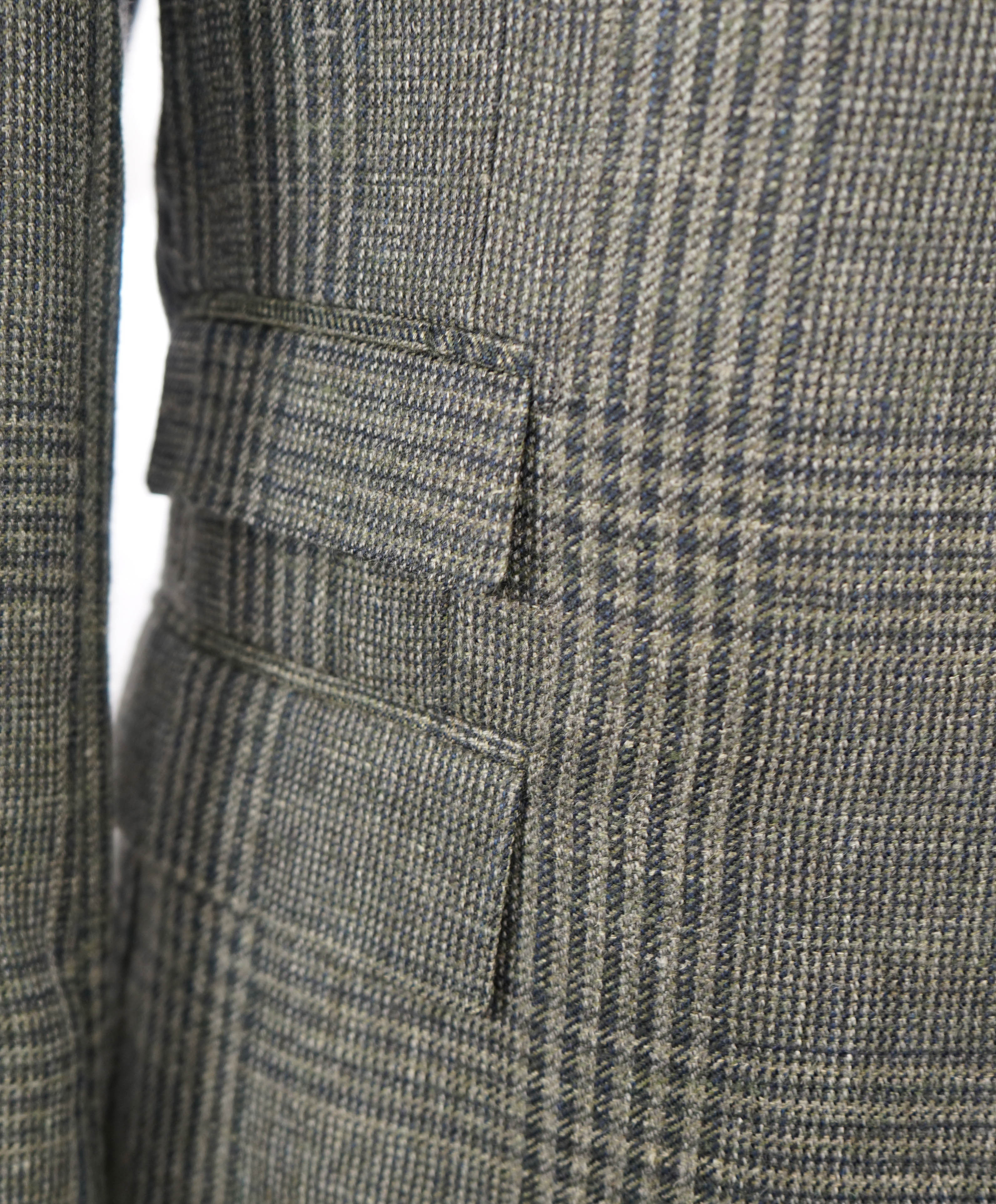 $2,000 ELEVENTY - ALPACA / LINEN Green Check PLATINUM Blazer - 46 US (56EU)