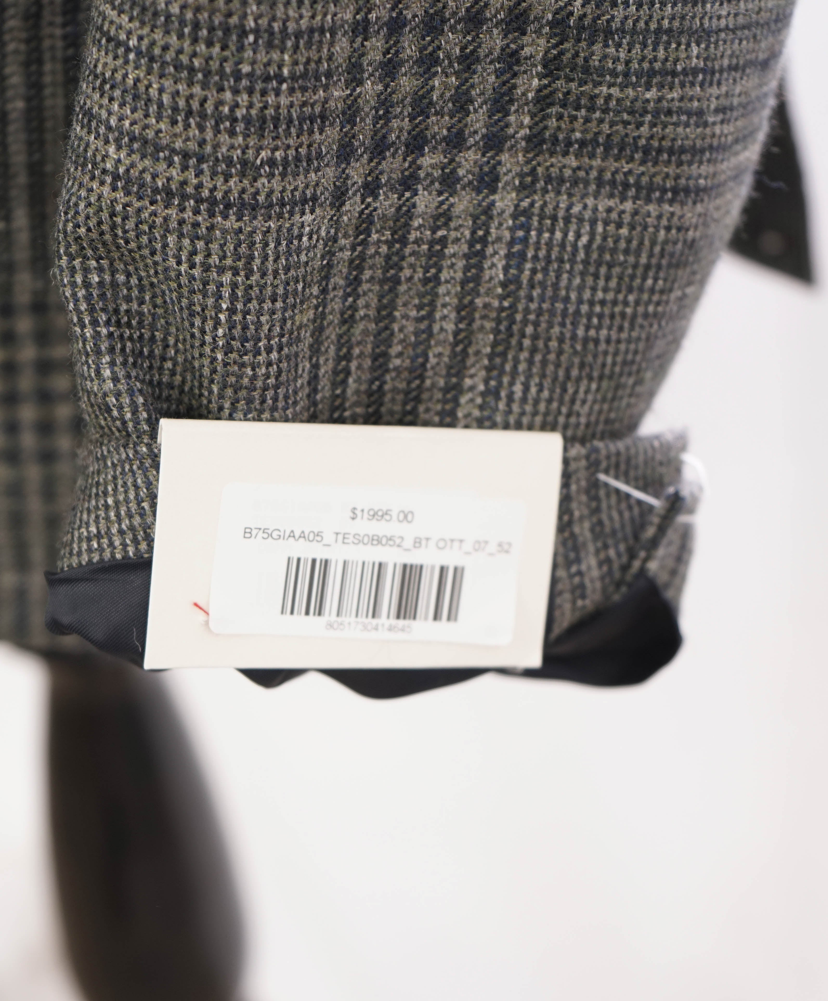 $2,000 ELEVENTY - ALPACA / LINEN Green Check PLATINUM Blazer - 42 US (52EU)