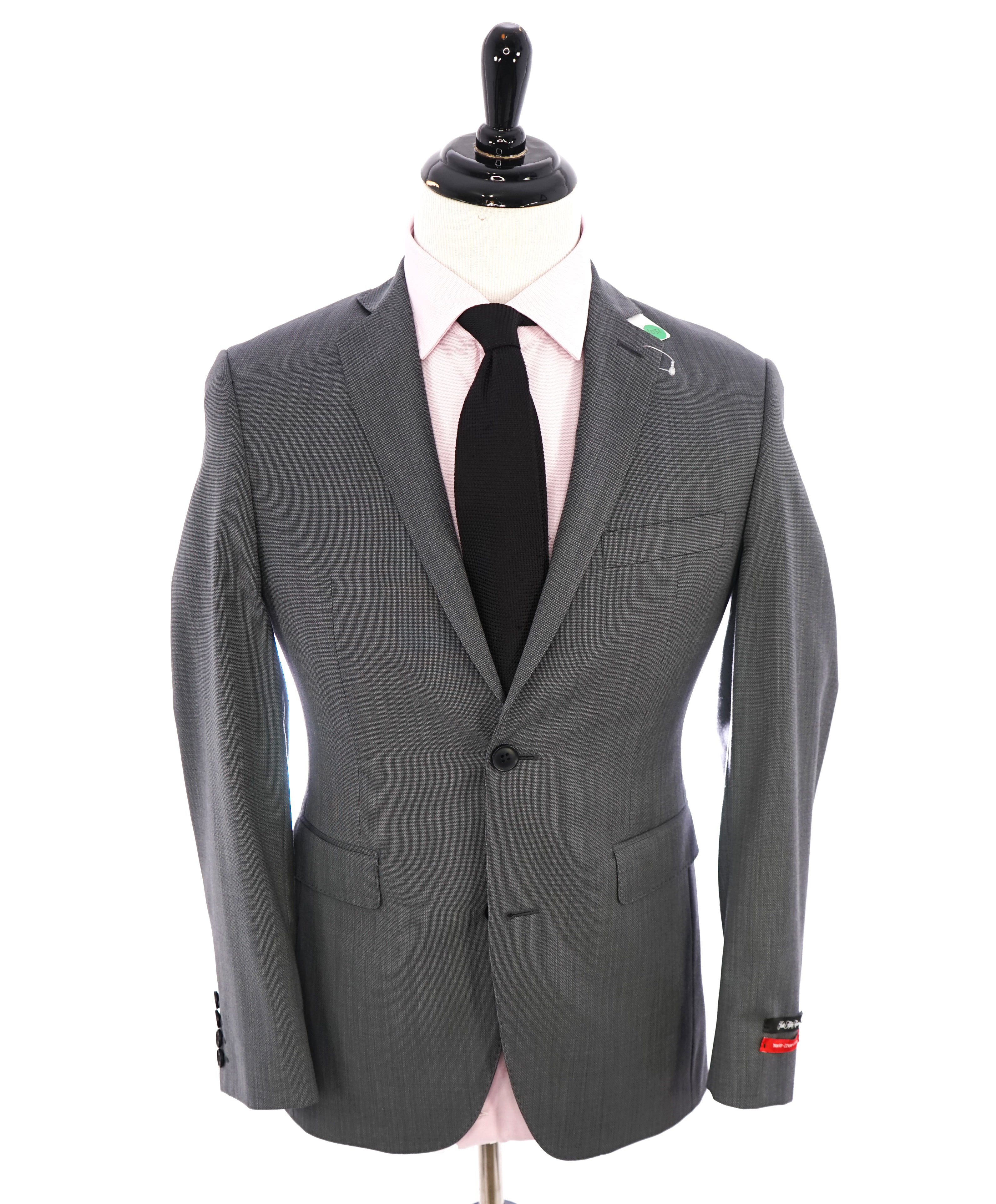 SAKS FIFTH AVENUE - "Trim Fit" Gray Birdseye Textured Suit - 36S