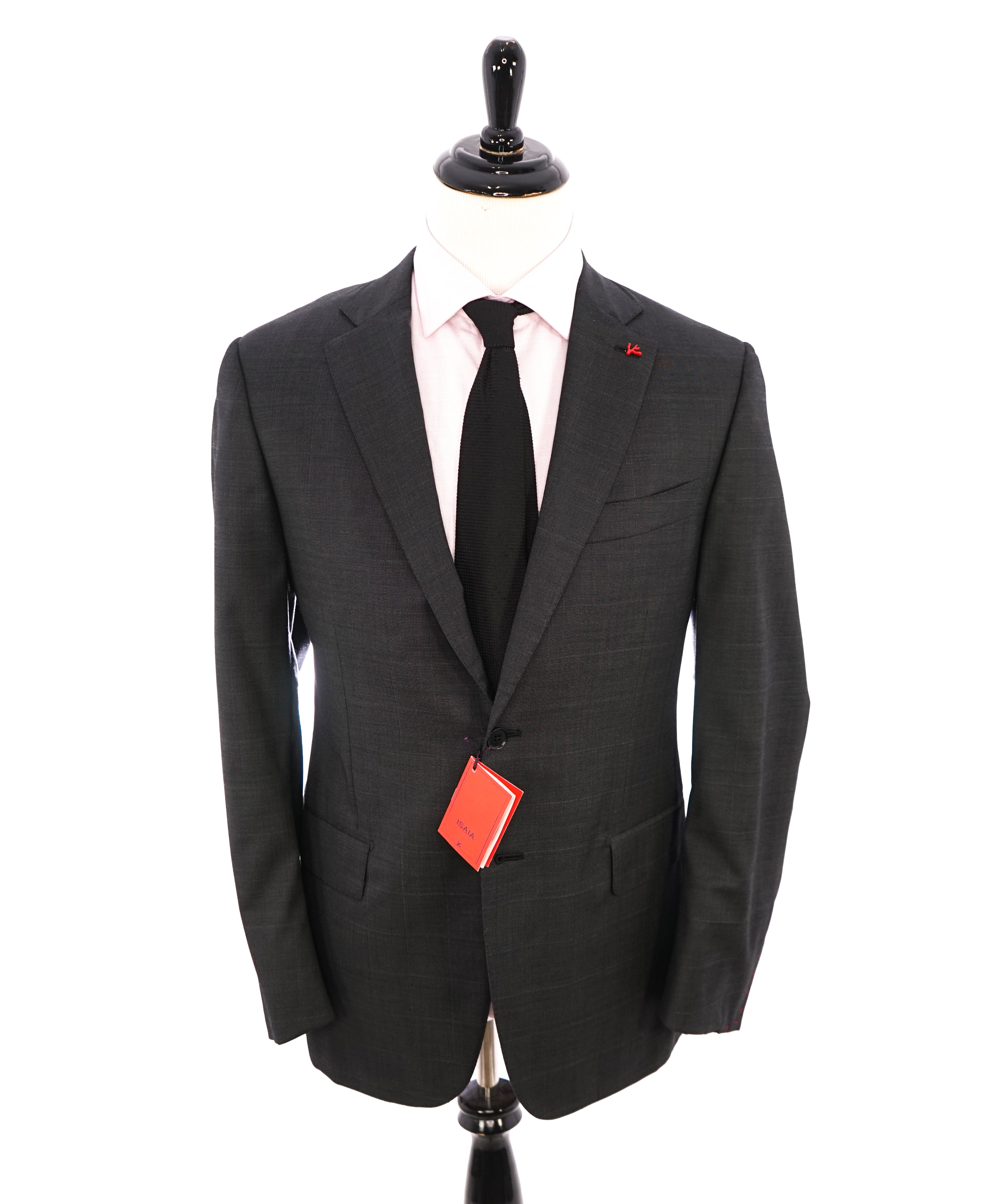 ISAIA - Gray Windowpane CORAL PIN 120's "Nuova Base S" Suit  - 44R