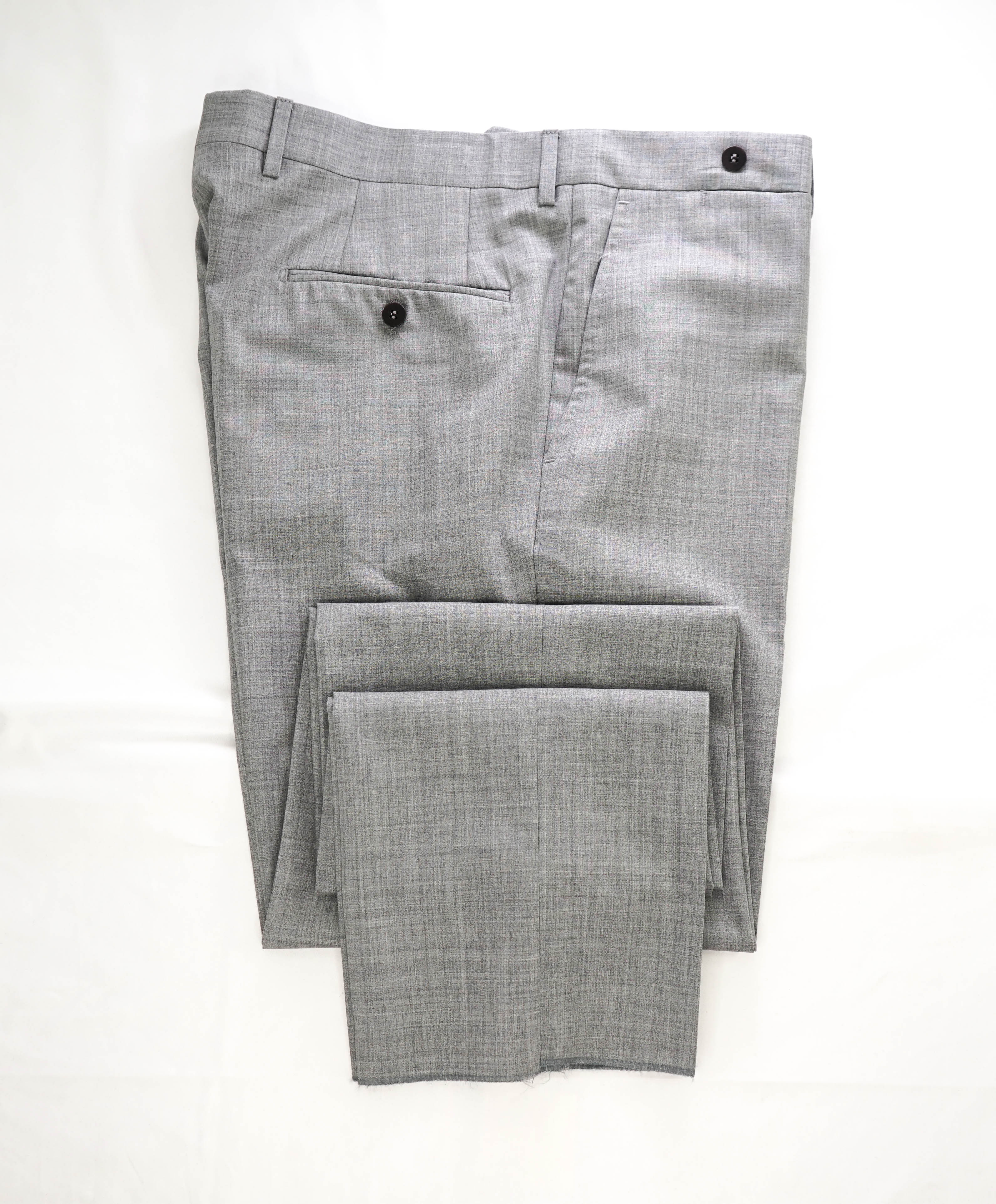 EIDOS - "ELONGATED WAIST TAB" Gray Pure Wool Dress Pants - 33W