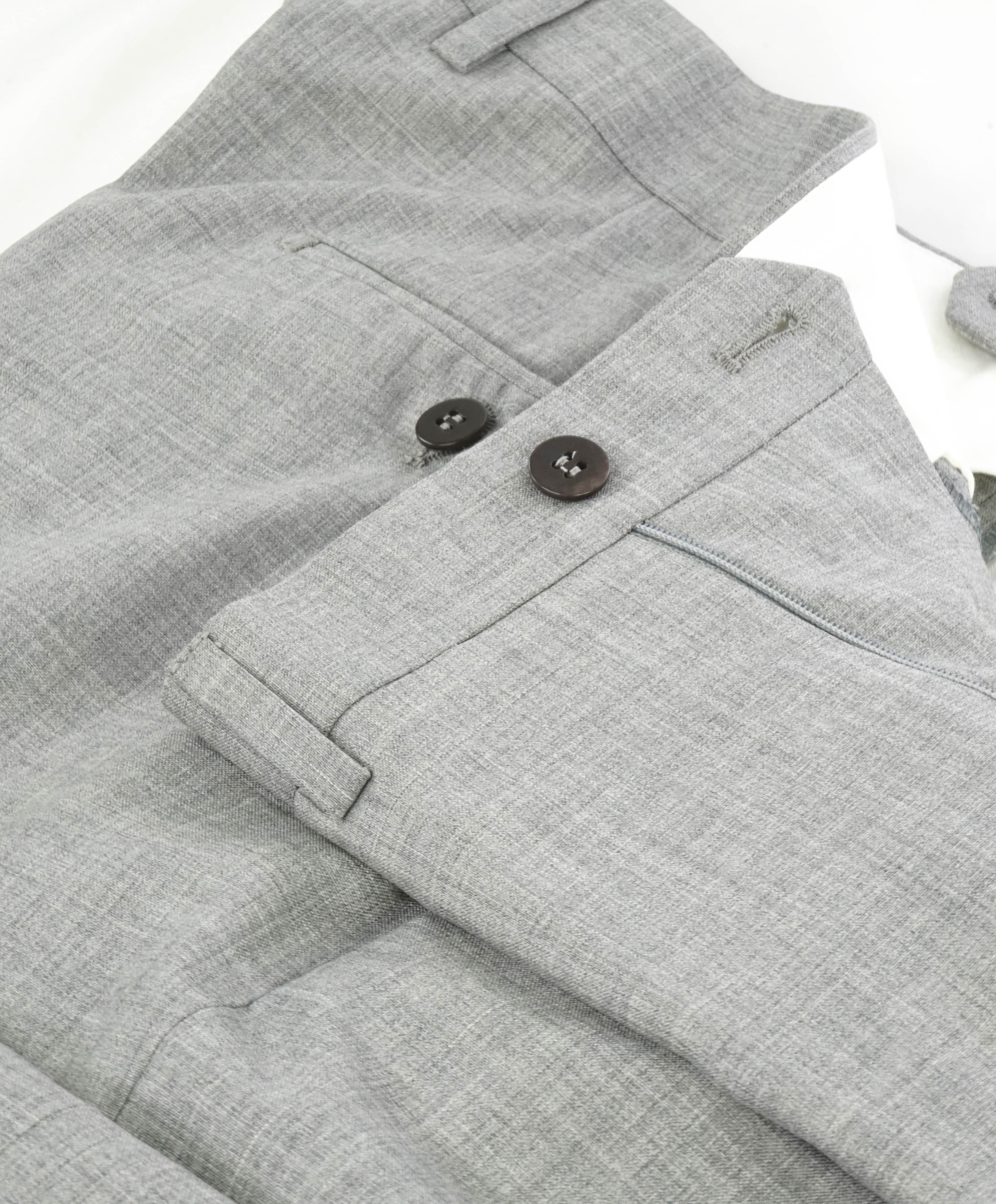 EIDOS - "ELONGATED WAIST TAB" Gray Pure Wool Dress Pants - 33W