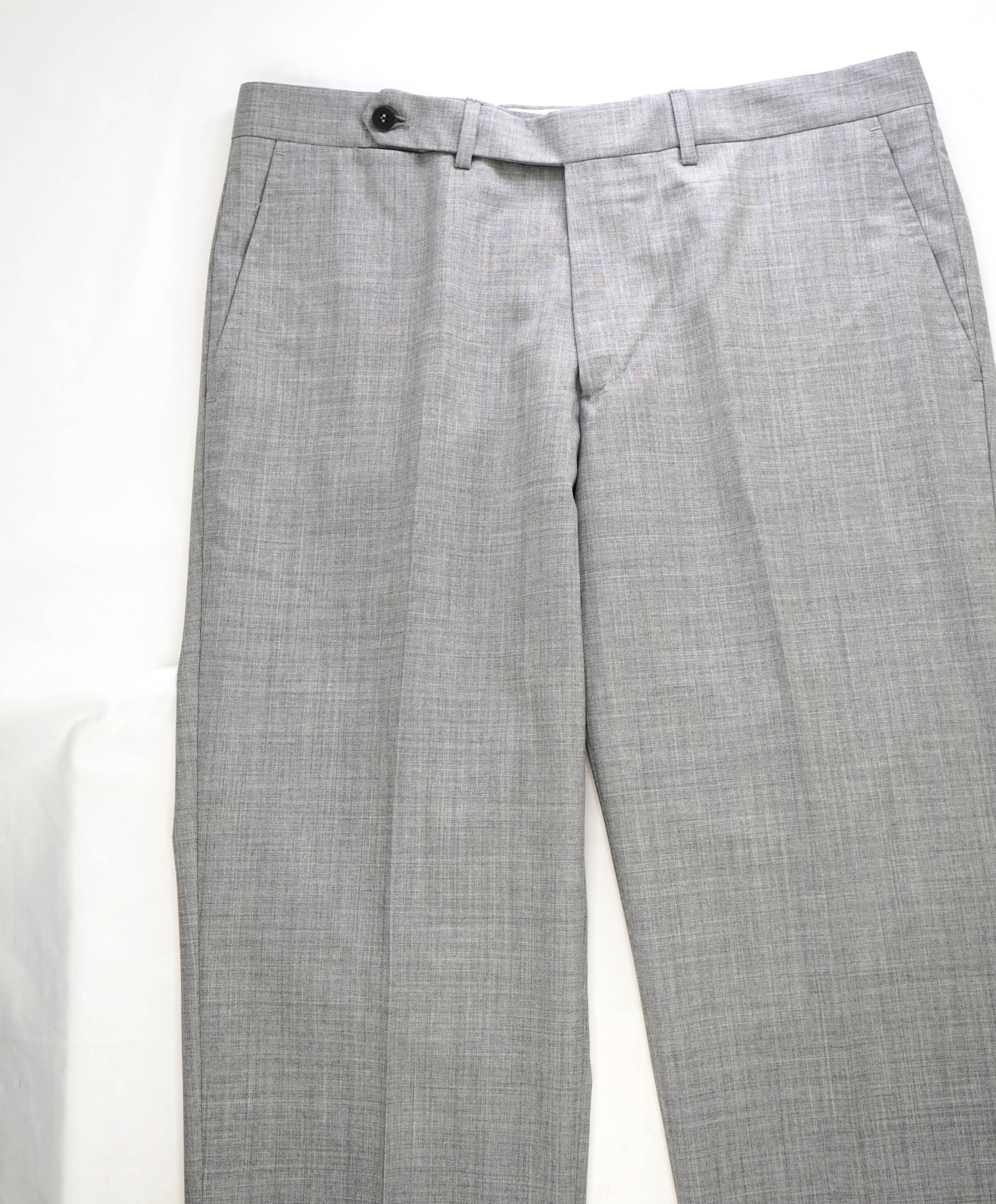 EIDOS - "ELONGATED WAIST TAB" Gray Pure Wool Dress Pants - 33W