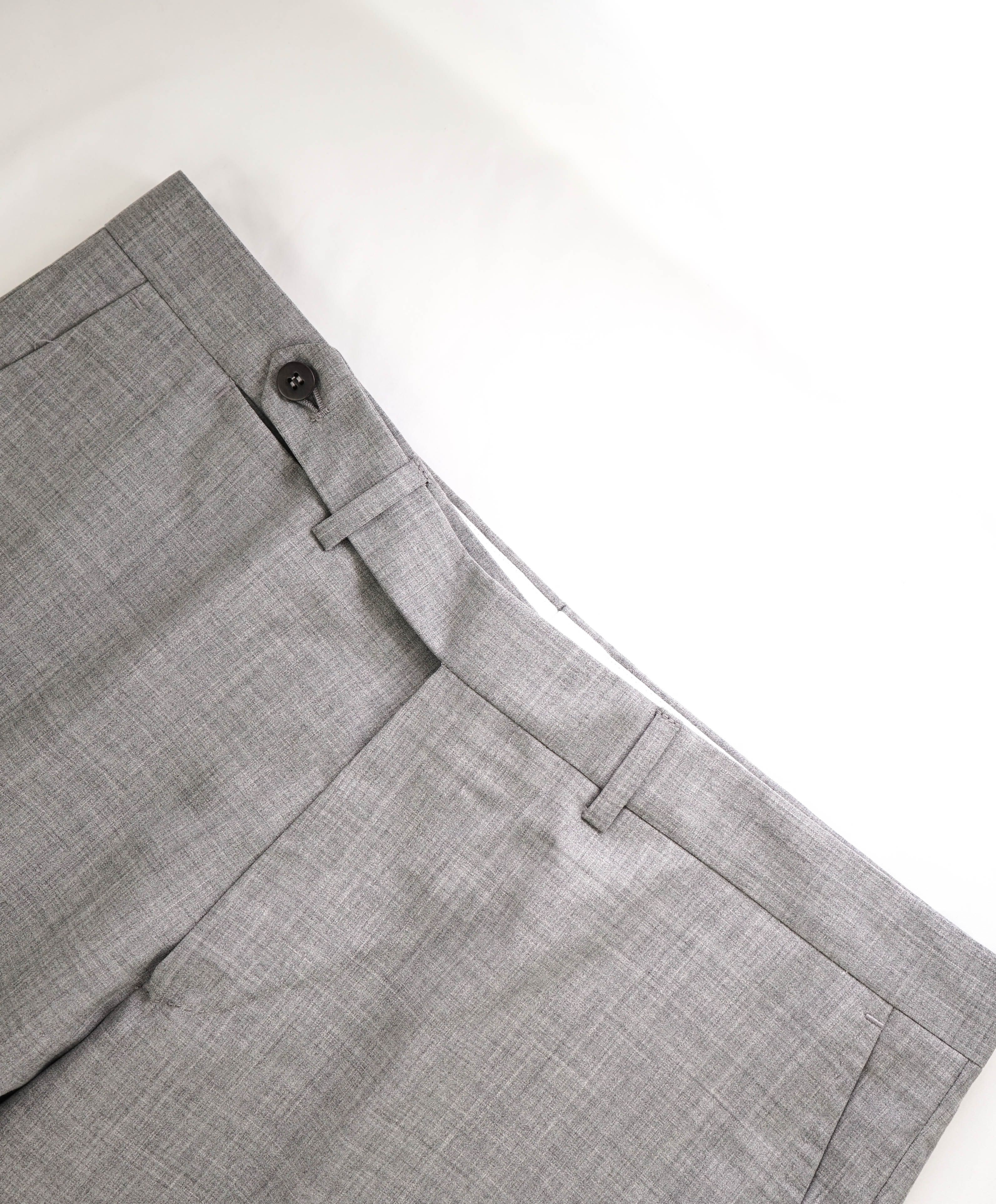 EIDOS - "ELONGATED WAIST TAB" Gray Pure Wool Dress Pants - 33W