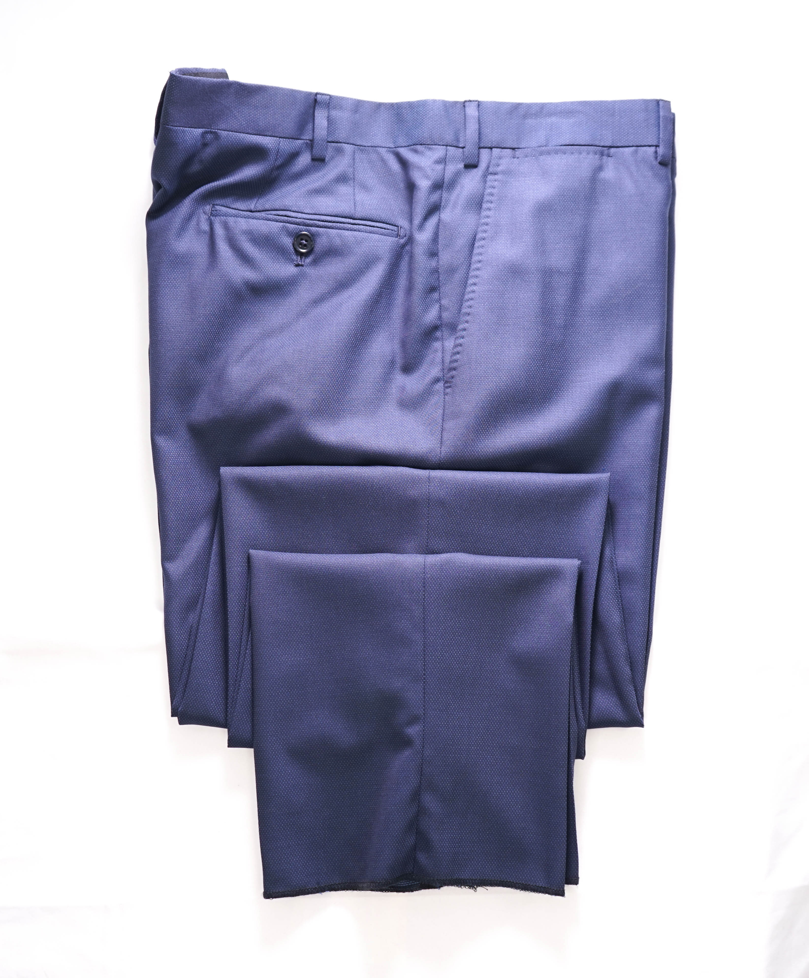 GIORGIO ARMANI - Blue Textured Pindot Flat Front Dress Pants - 42W (60EU)