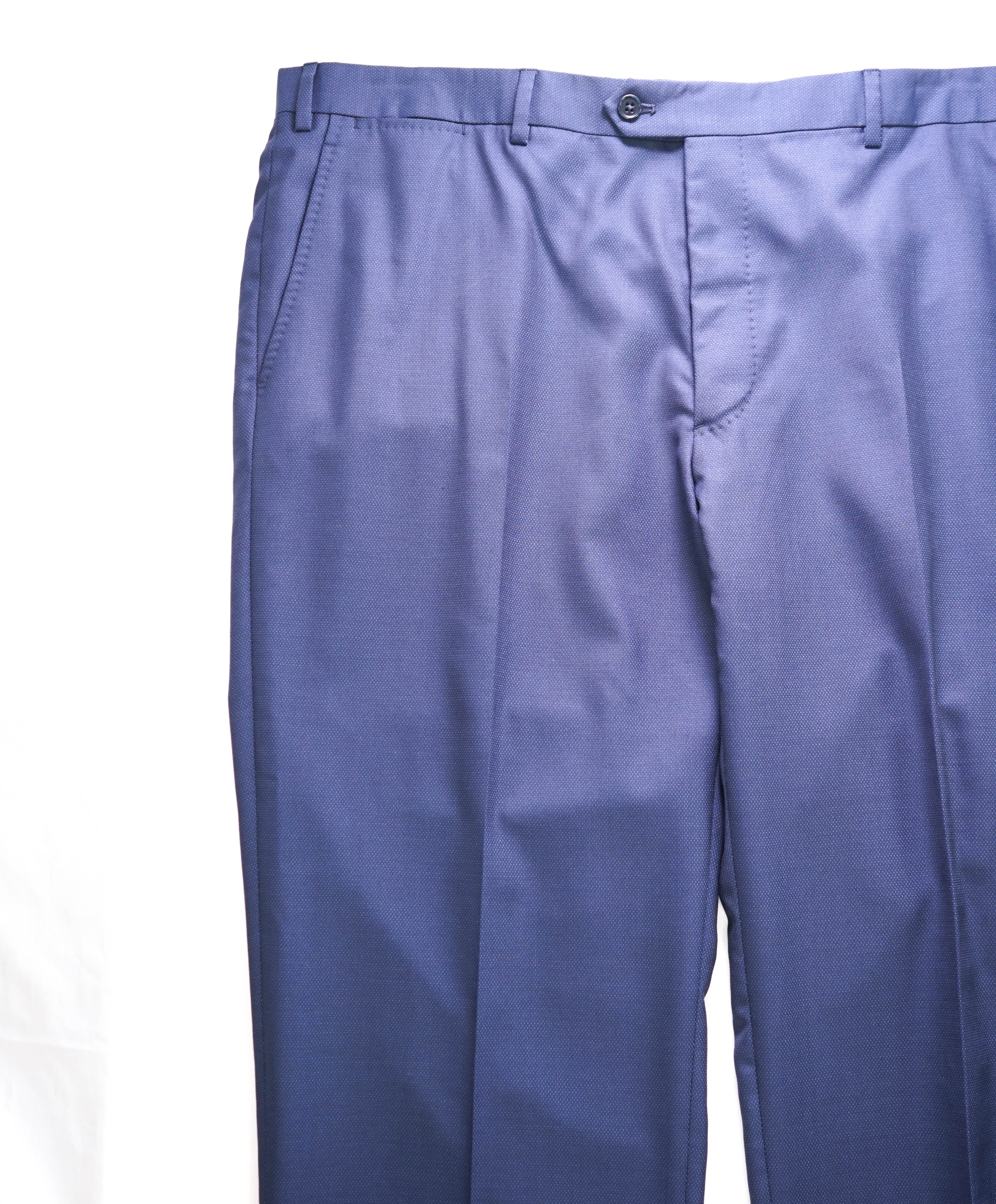 GIORGIO ARMANI - Blue Textured Pindot Flat Front Dress Pants - 42W (60EU)