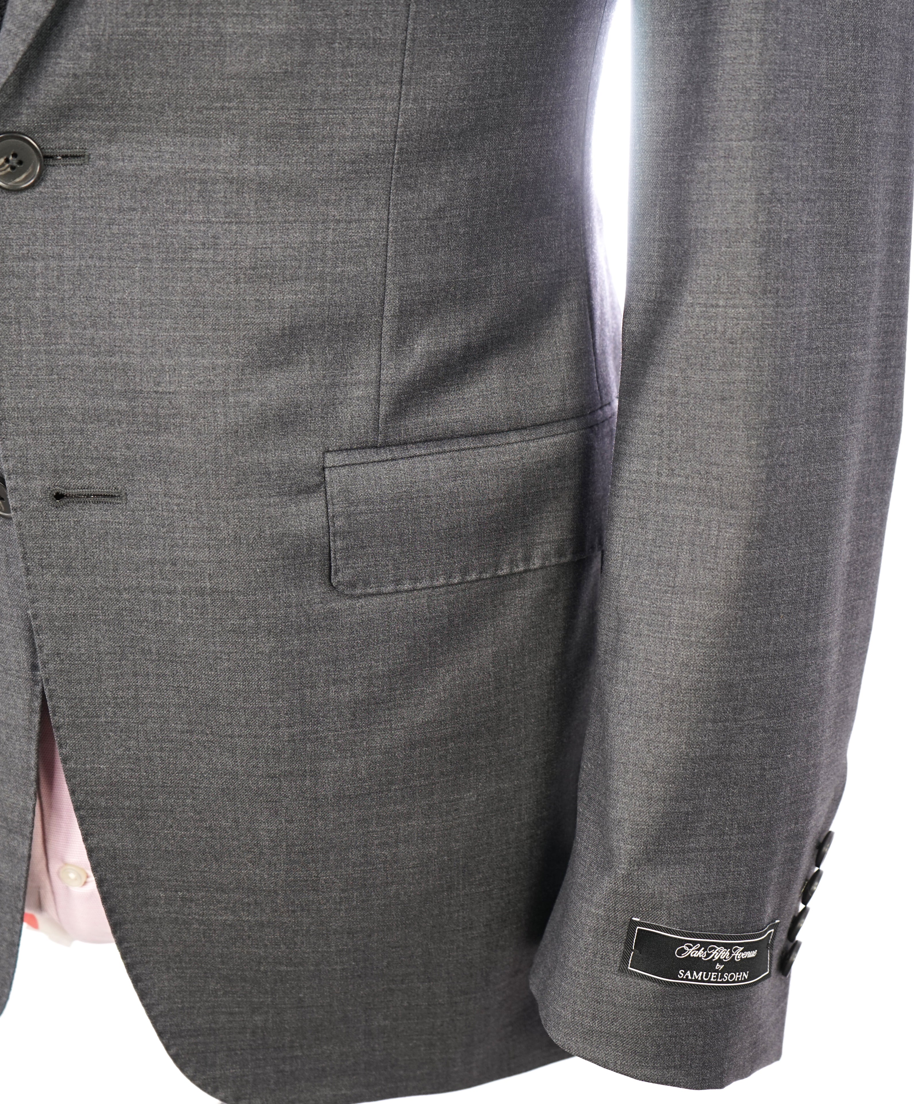 SAMUELSOHN - "SB Yardley" Fabric Super 130’s Lycra Blend Gray Suit - 38R