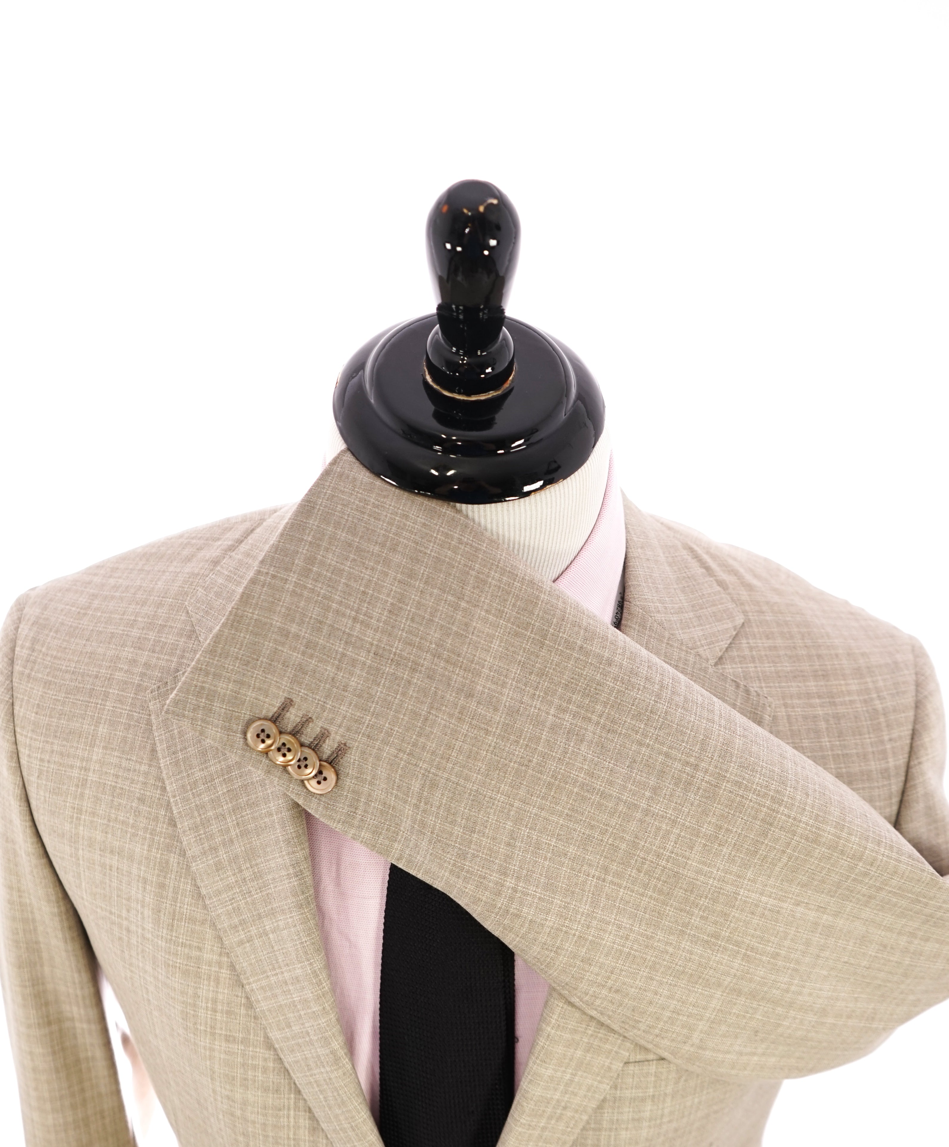 ISAIA - Stone Beige 140's "Delain Select" Check Plaid Logo Suit  - 42R