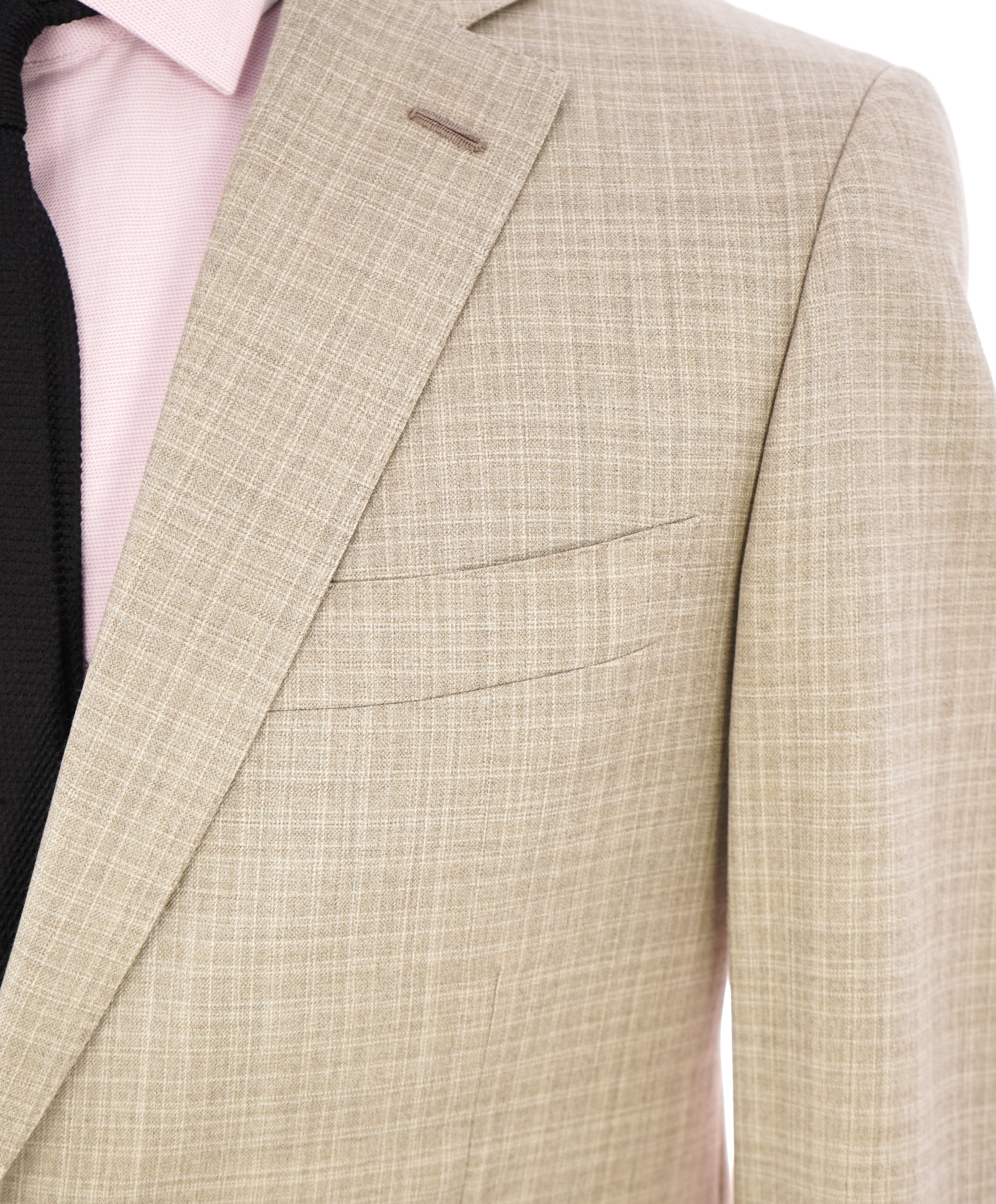 ISAIA - Stone Beige 140's "Delain Select" Check Plaid Logo Suit  - 42R