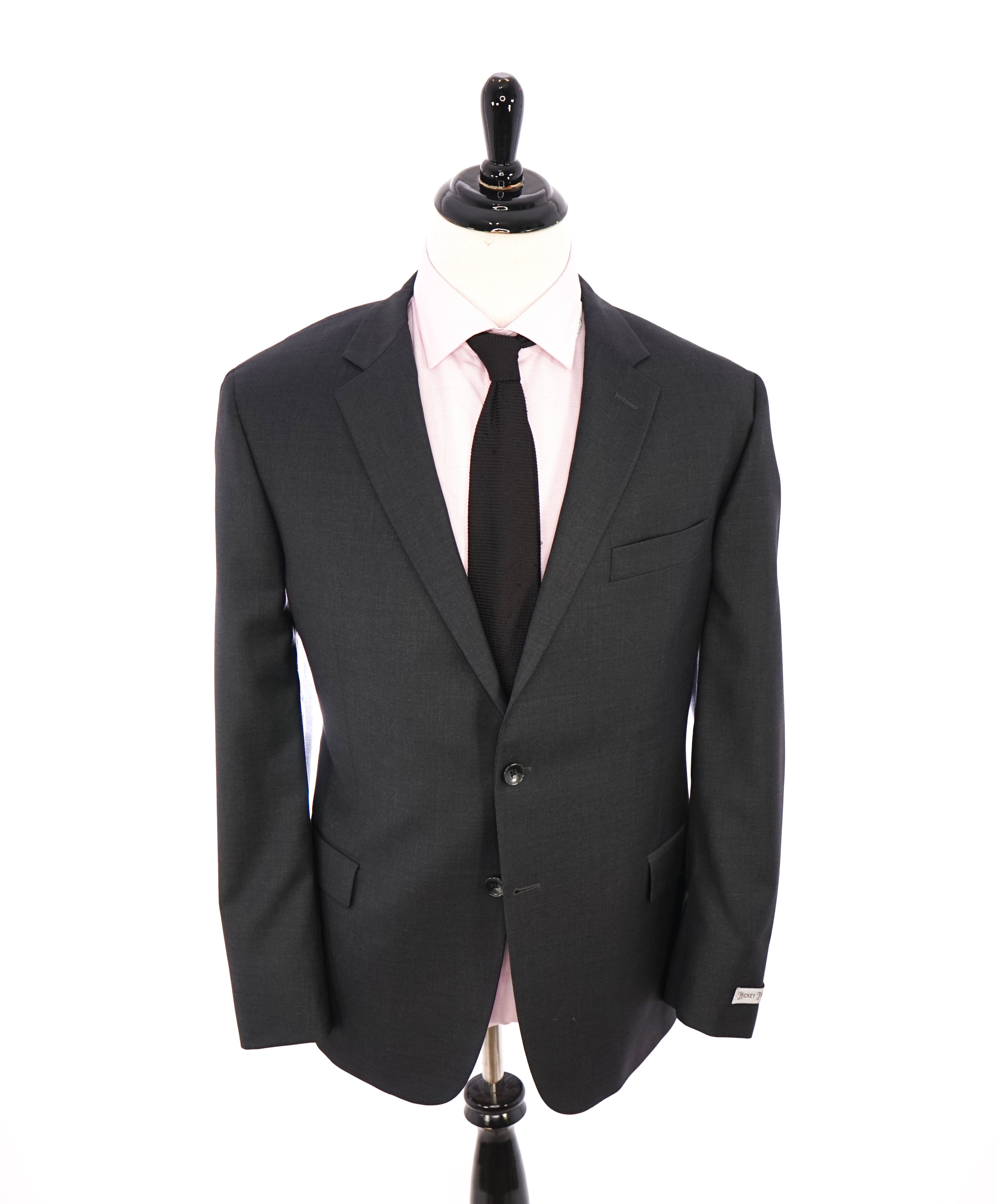 HICKEY FREEMAN - Gray Charcoal "Closet Staple" Notch Lapel Suit - 46R