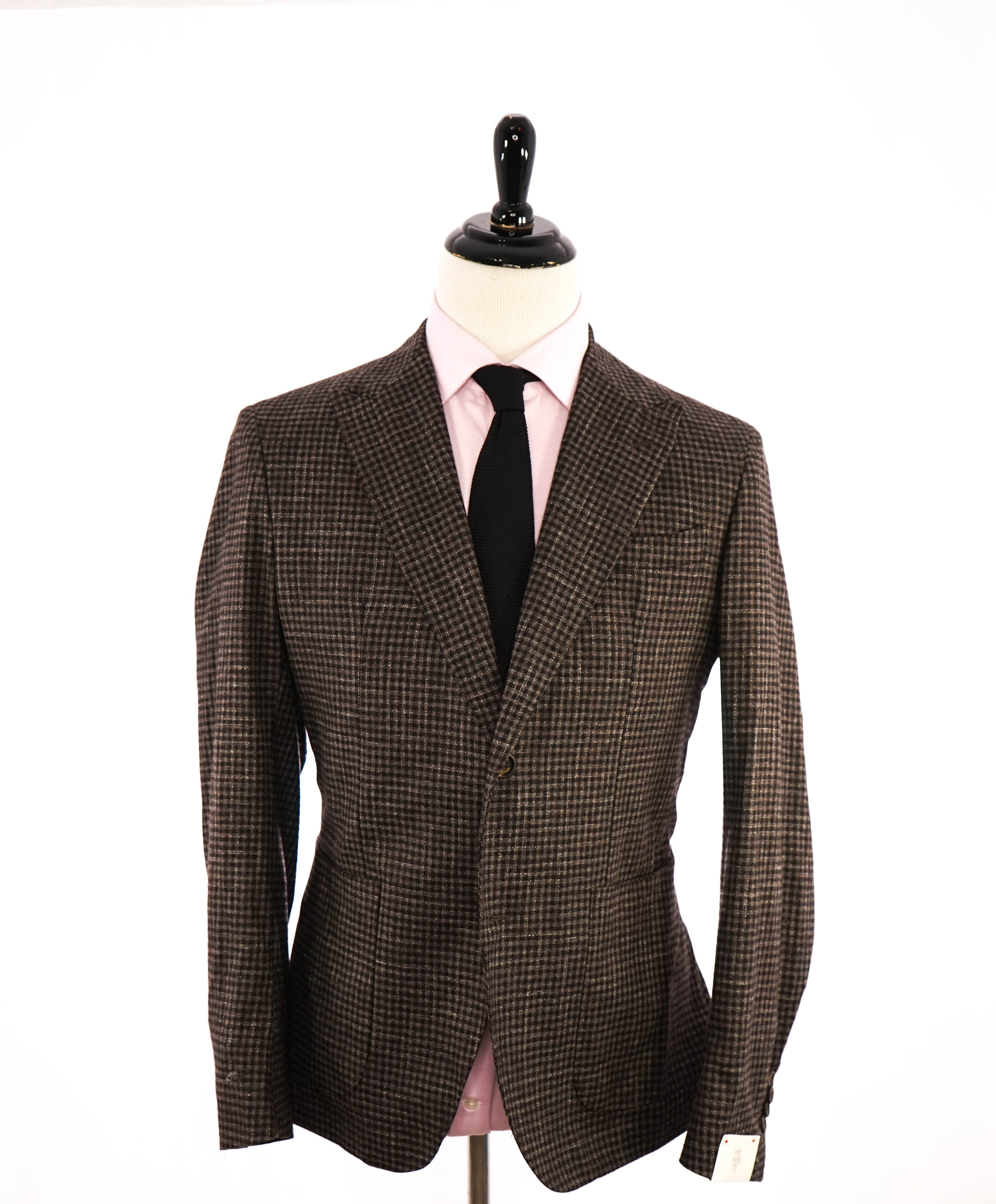 ELEVENTY - Brown Check Semi-Lined LINEN/WOOL/COTTON Blazer - 44 (54 EU)