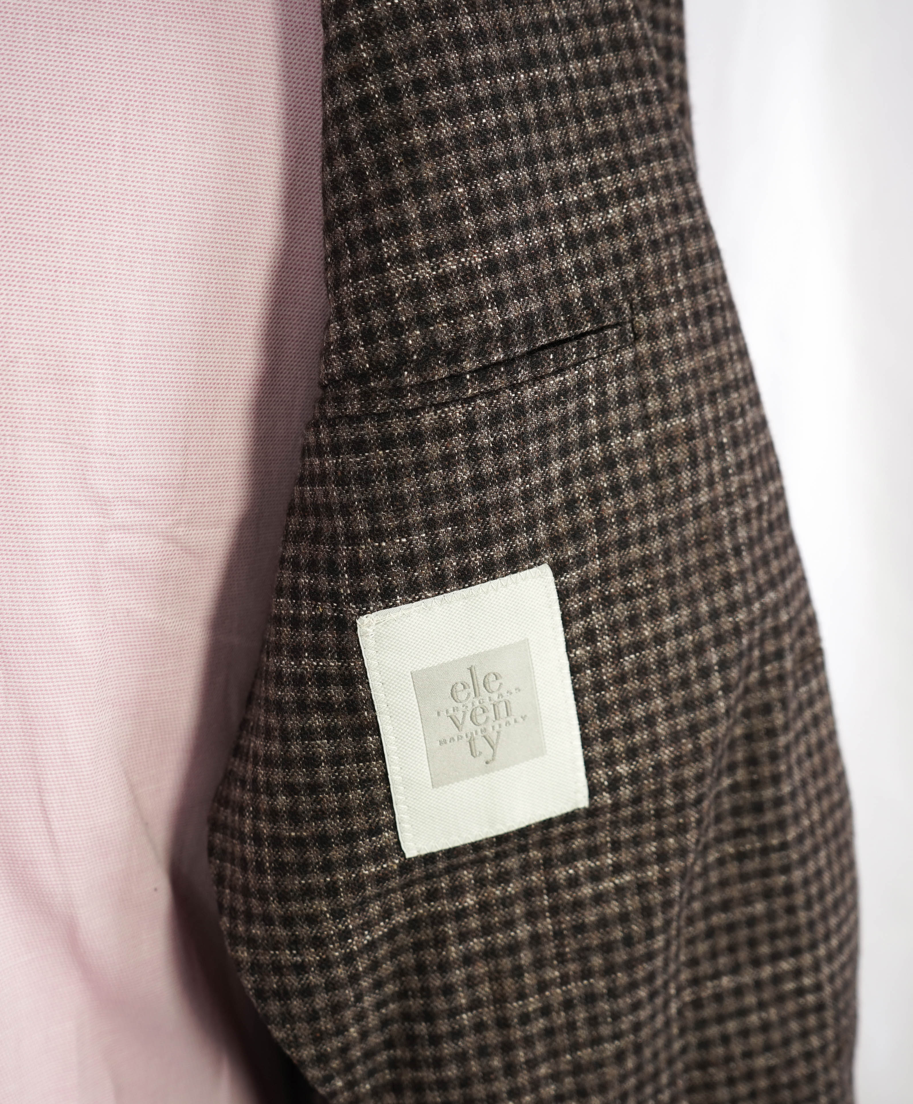 ELEVENTY - Brown Check Semi-Lined LINEN/WOOL/COTTON Blazer - 44 (54 EU)