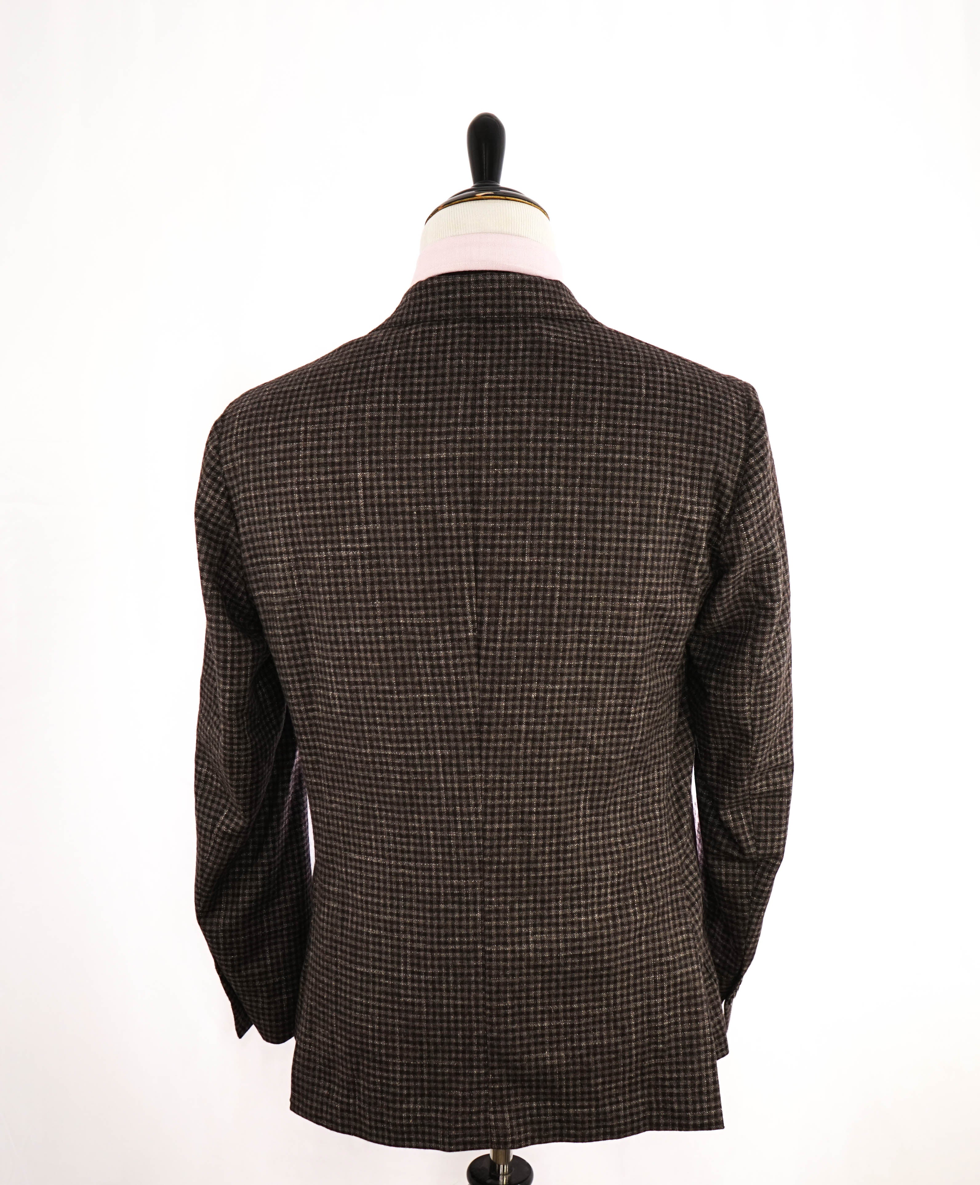 ELEVENTY - Brown Check Semi-Lined LINEN/WOOL/COTTON Blazer - 44 (54 EU)