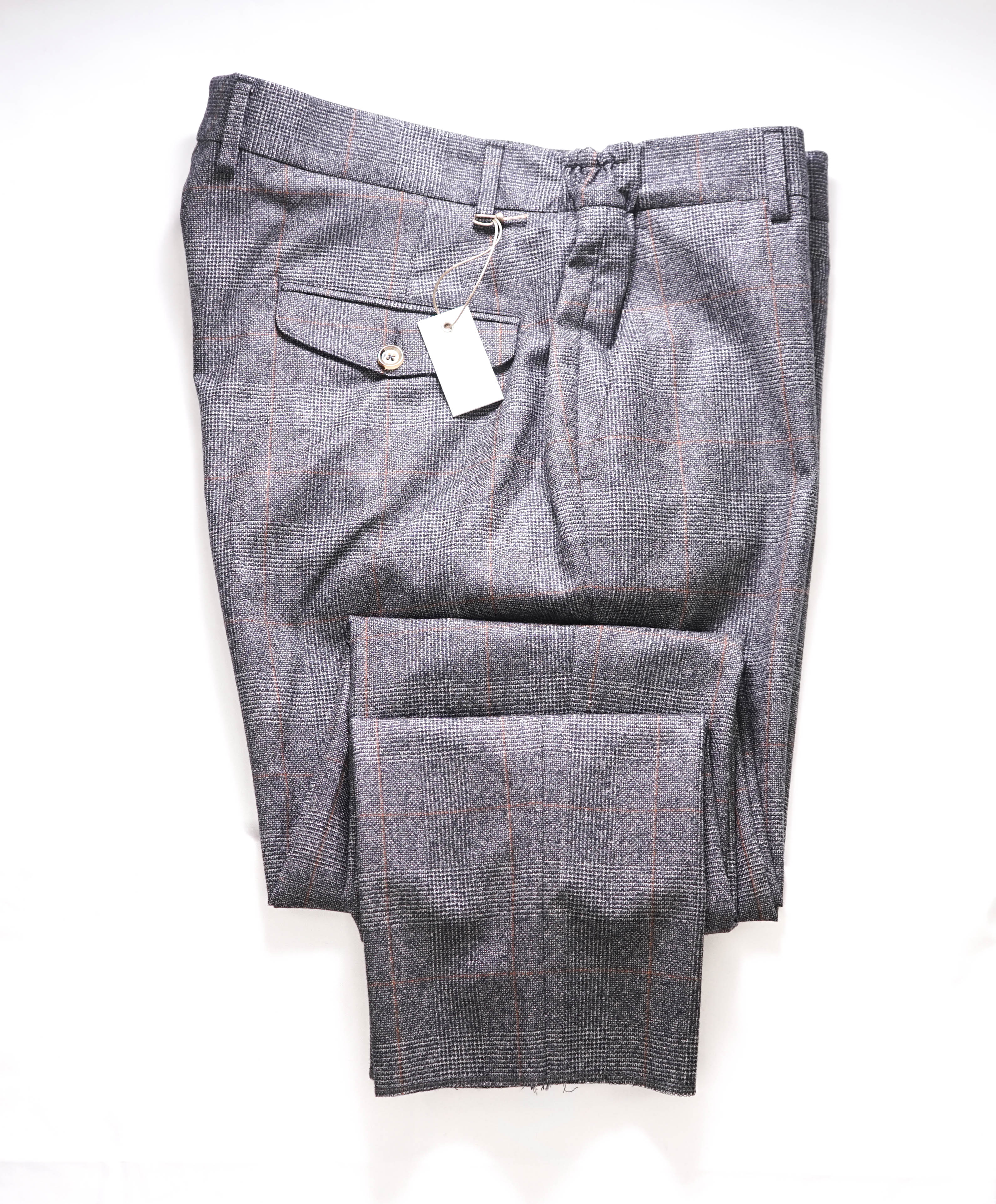 $545 ELEVENTY - Gray WOOL *Prince Of Wales* Plaid Check  Dress Pants- 36W