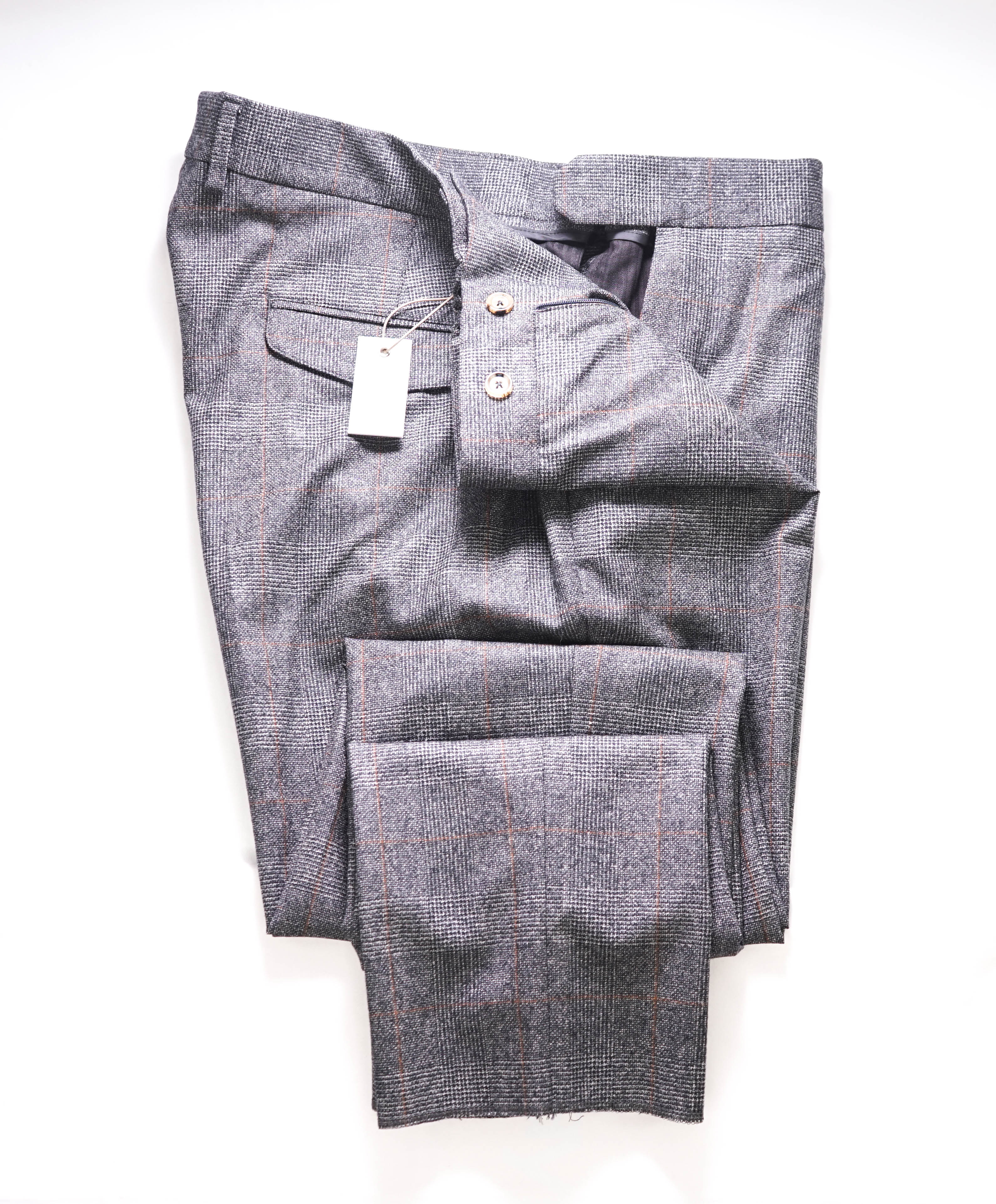 ELEVENTY - Gray WOOL *Prince Of Wales* Plaid Check  Dress Pants- 38W