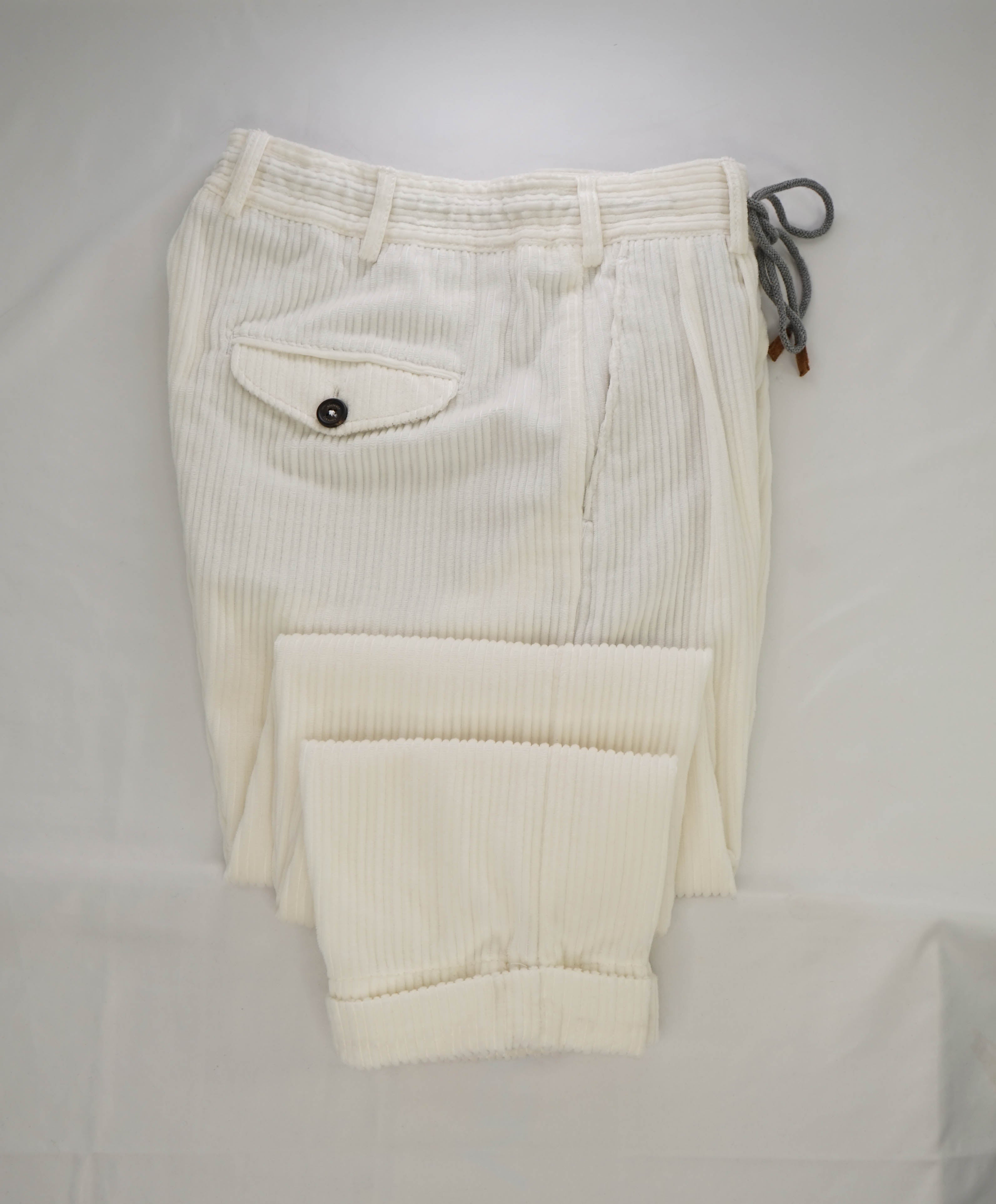 ELEVENTY - JOGGER *SUEDE Draw String* White CASHMERE Corduroy Pants- 33W