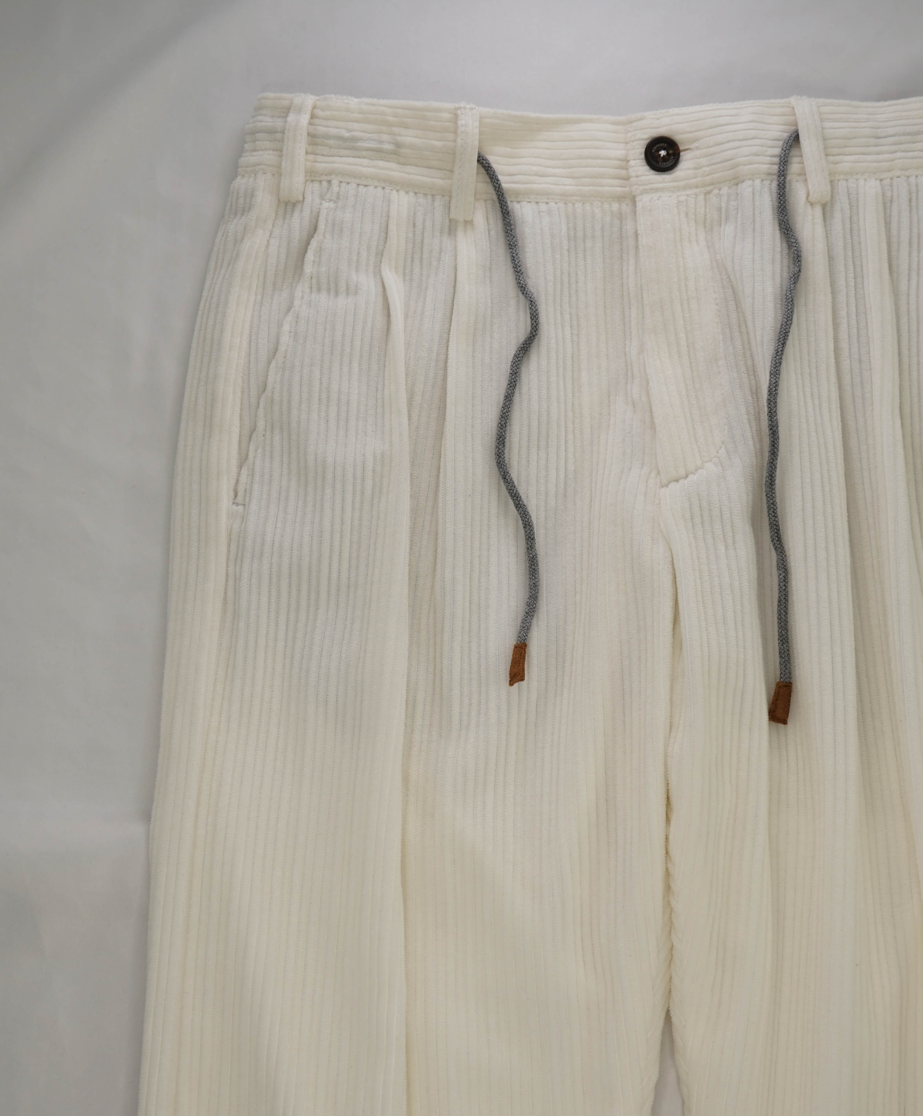 ELEVENTY - JOGGER *SUEDE Draw String* White CASHMERE Corduroy Pants- 33W