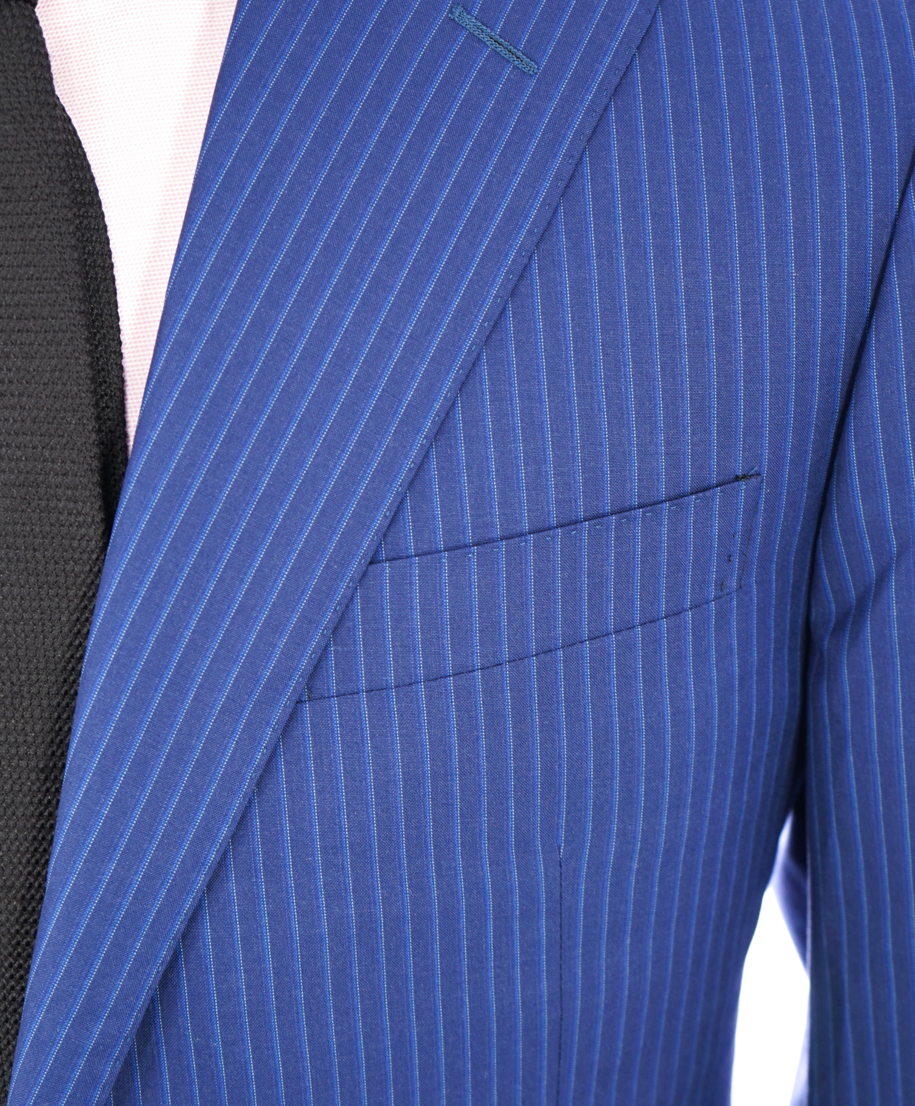 CORNELIANI - Cobalt Blue Stripe Blazer "Excellence" 15,75 Microns Extra Fine Wool- 42R