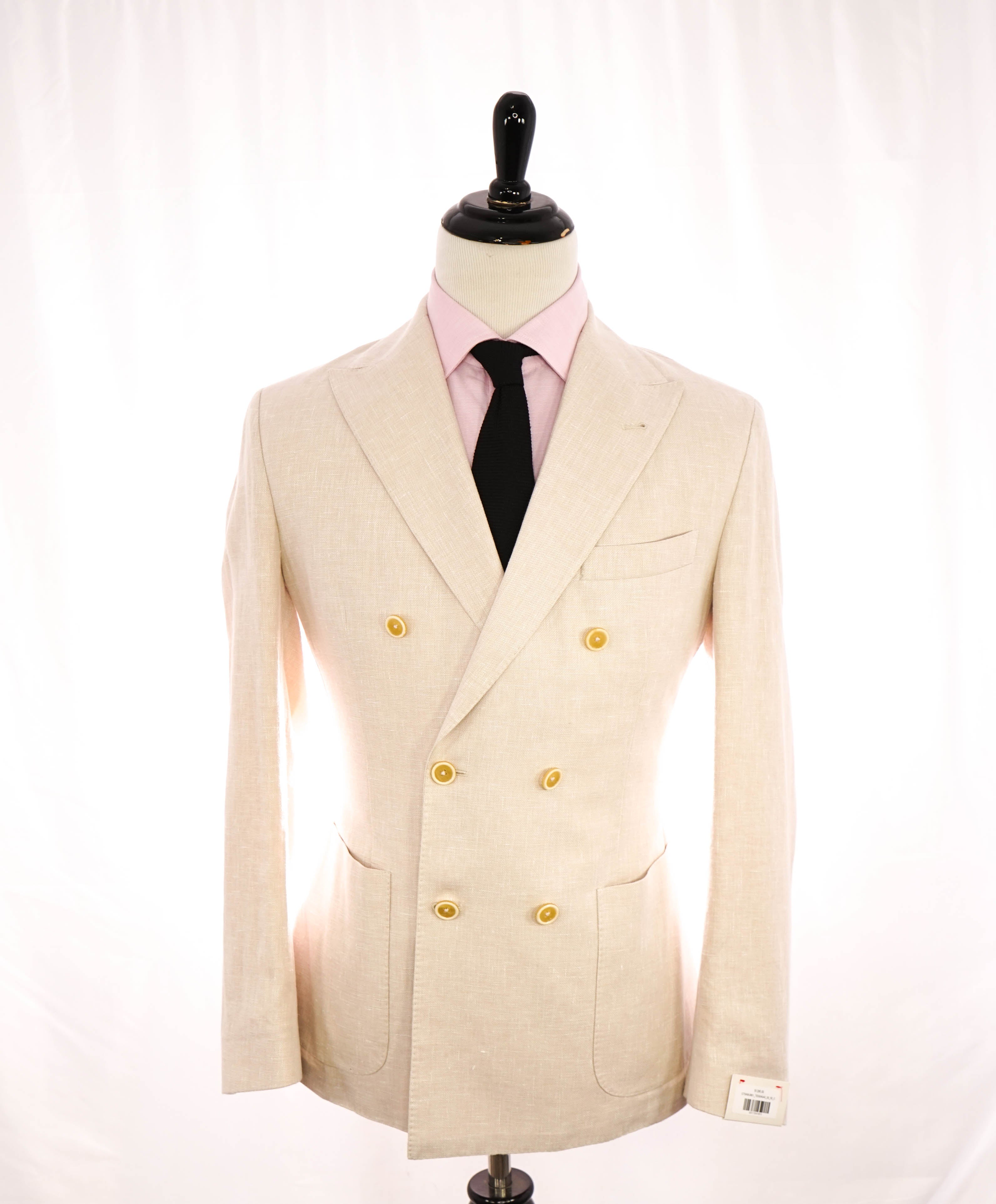 ELEVENTY - Patch Pocket Ivory COTTON/LINEN Double-Breasted SUIT - 40US