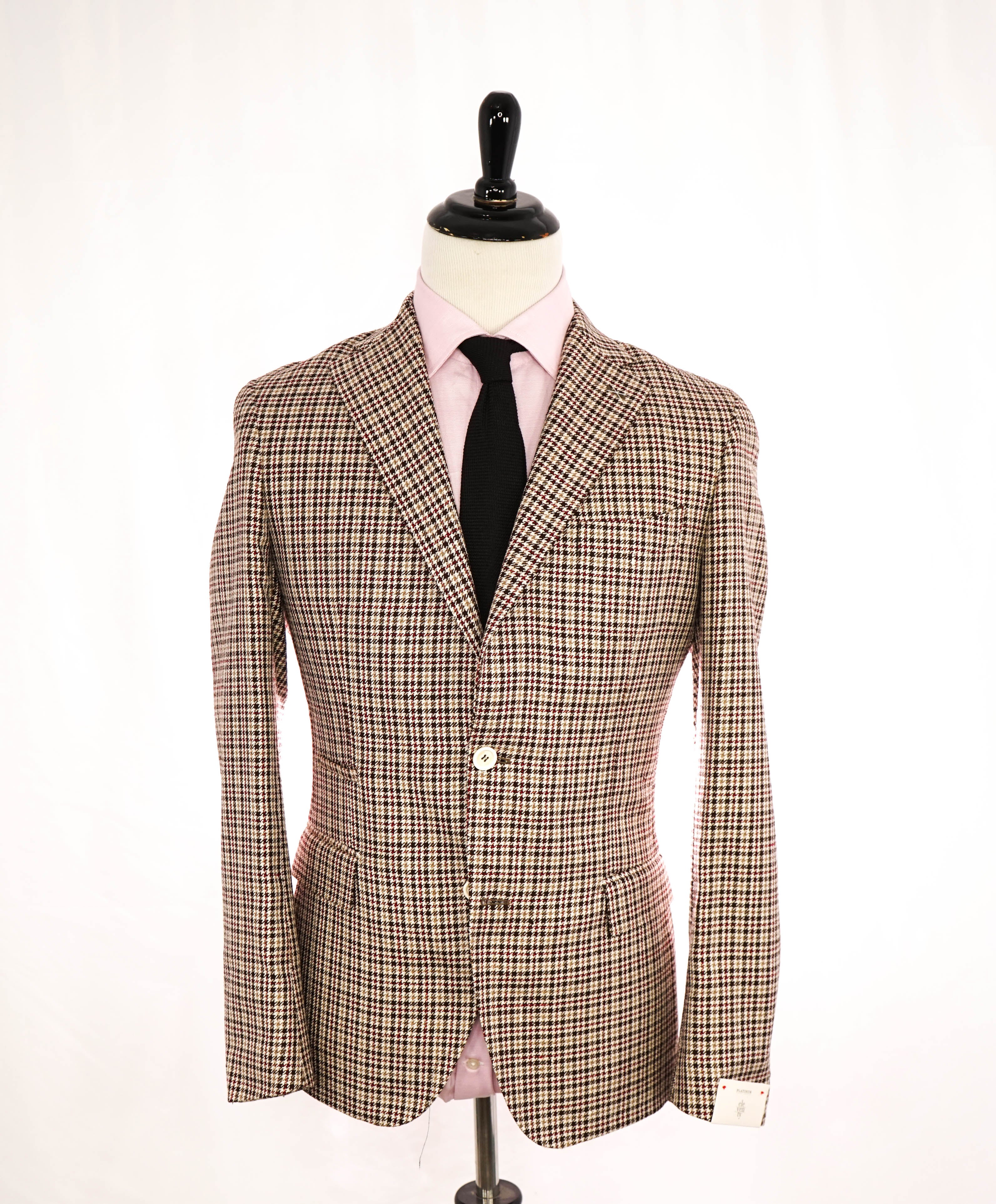 ELEVENTY - *PLATINUM LINE* PURE SILK HOUNDSTOOTH Neutral Blazer - 40 US