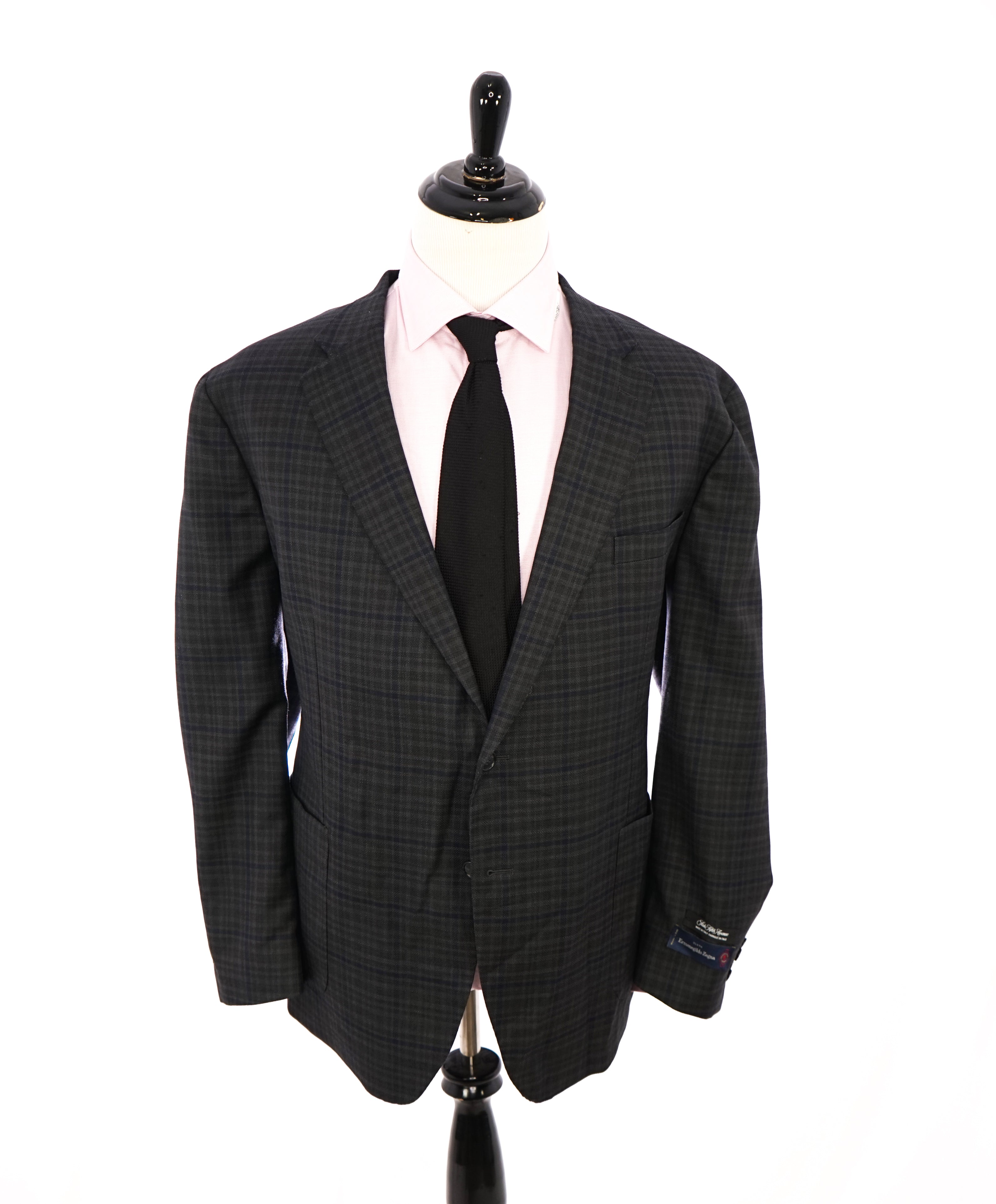 SAKS FIFTH AVENUE / ERMENEGILDO ZEGNA- Check Wool/Silk Blazer- 50R