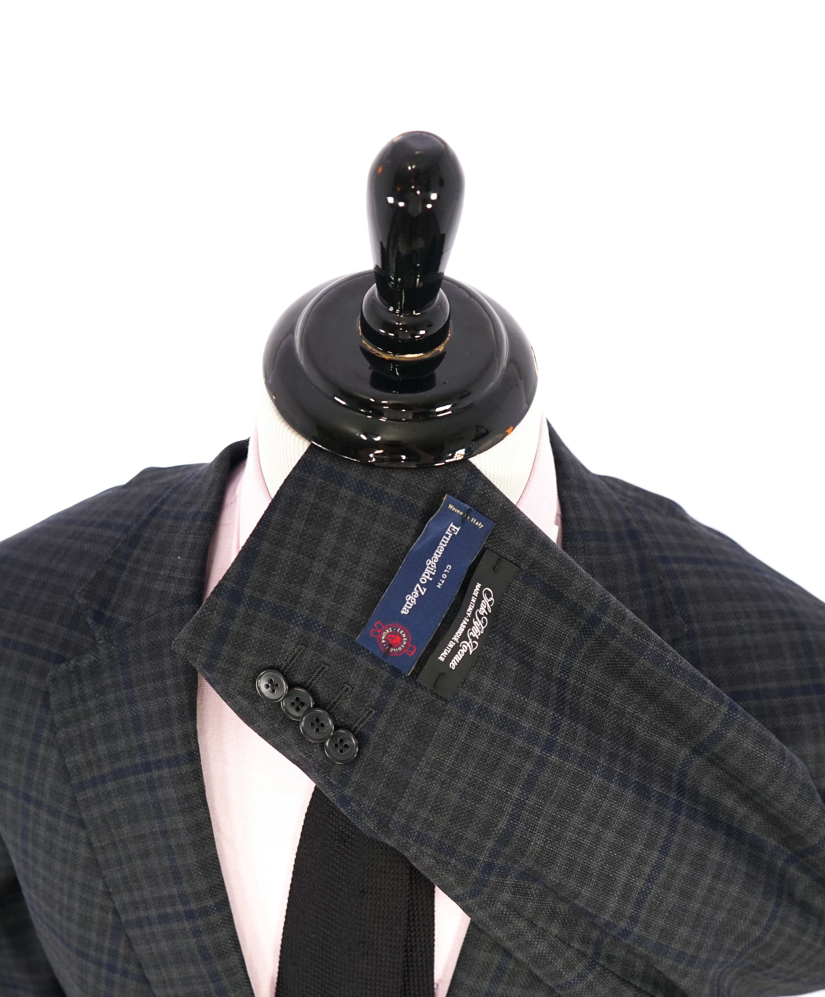 SAKS FIFTH AVENUE / ERMENEGILDO ZEGNA- Check Wool/Silk Blazer- 50R