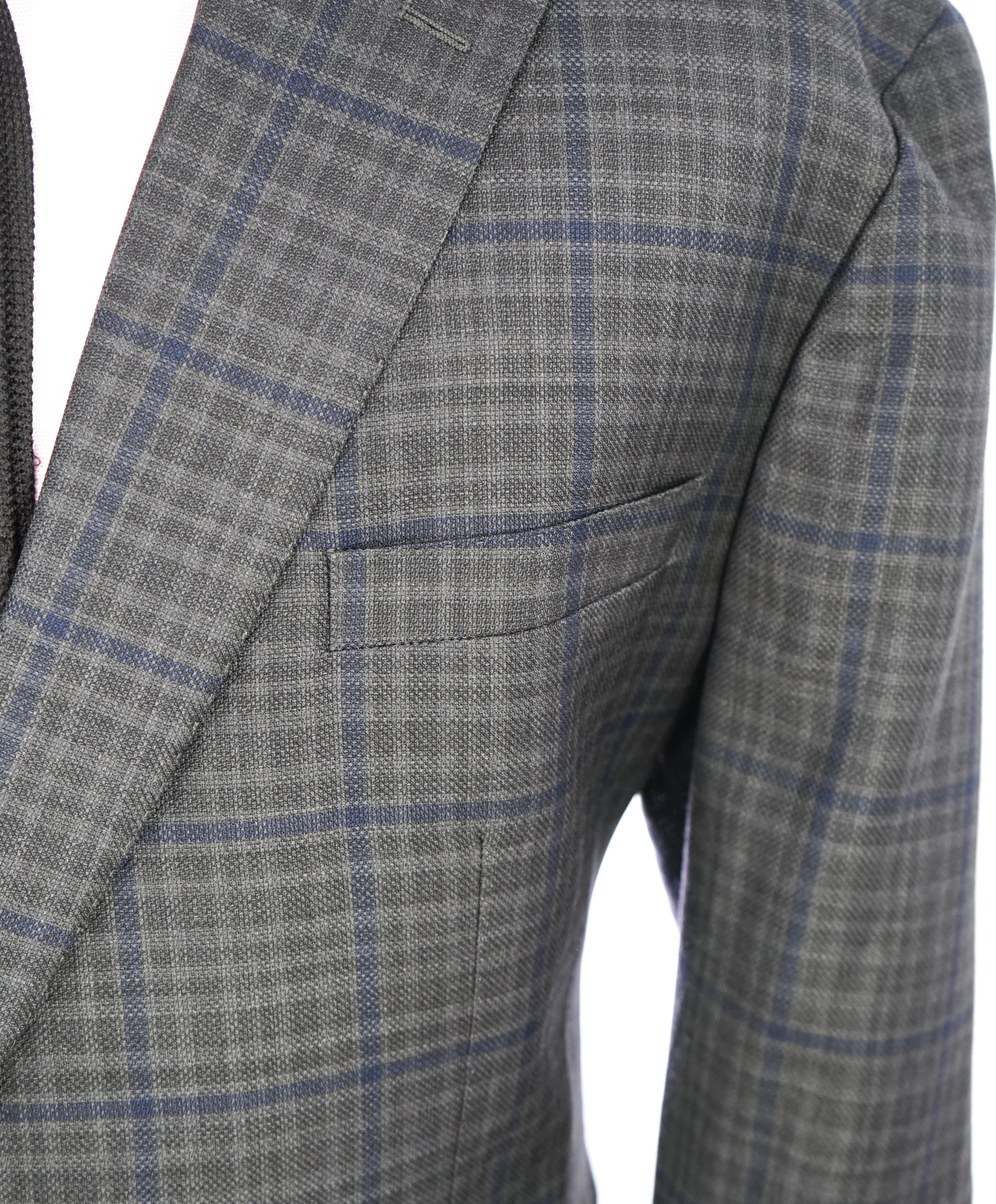 SAKS FIFTH AVENUE / ERMENEGILDO ZEGNA- Check Wool/Silk Blazer- 50R