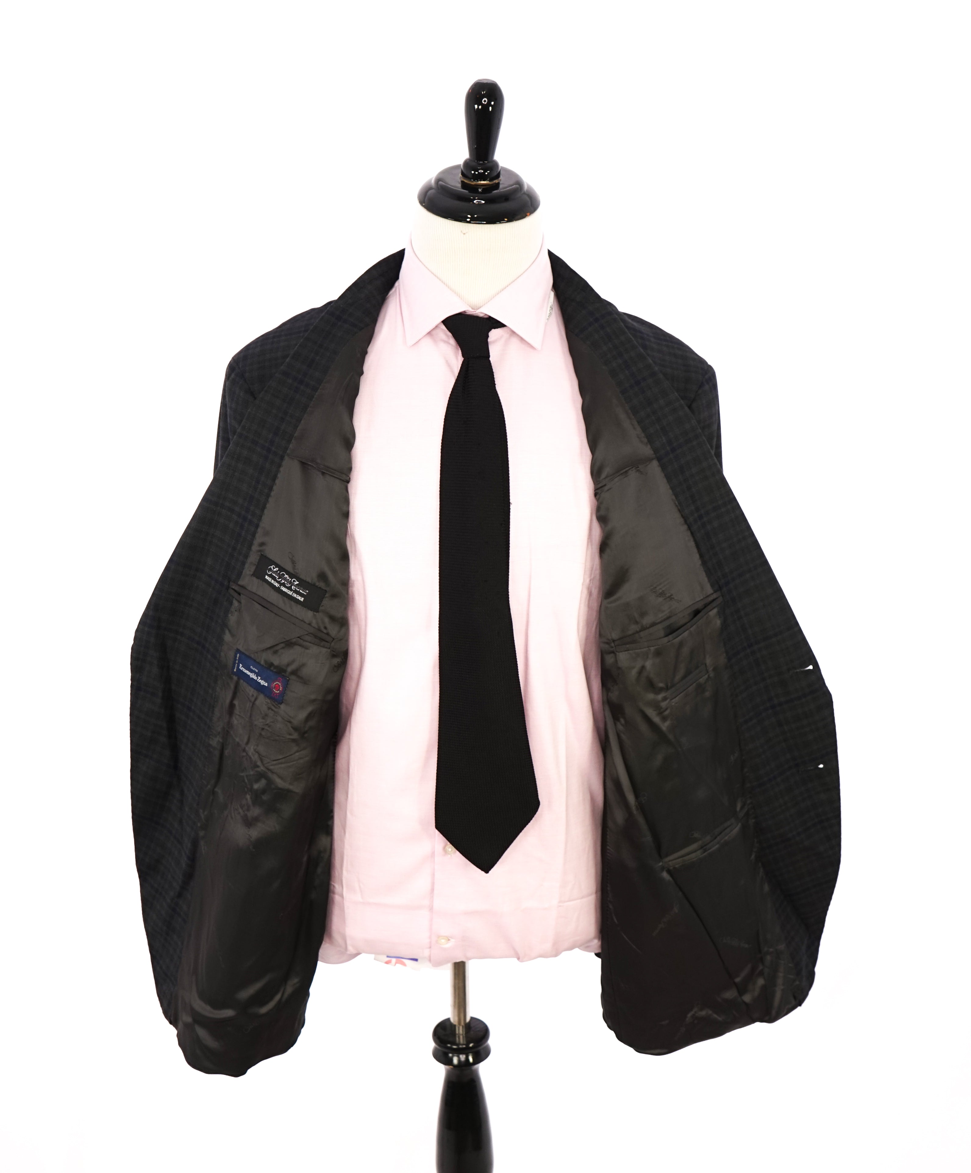 SAKS FIFTH AVENUE / ERMENEGILDO ZEGNA- Check Wool/Silk Blazer- 50R