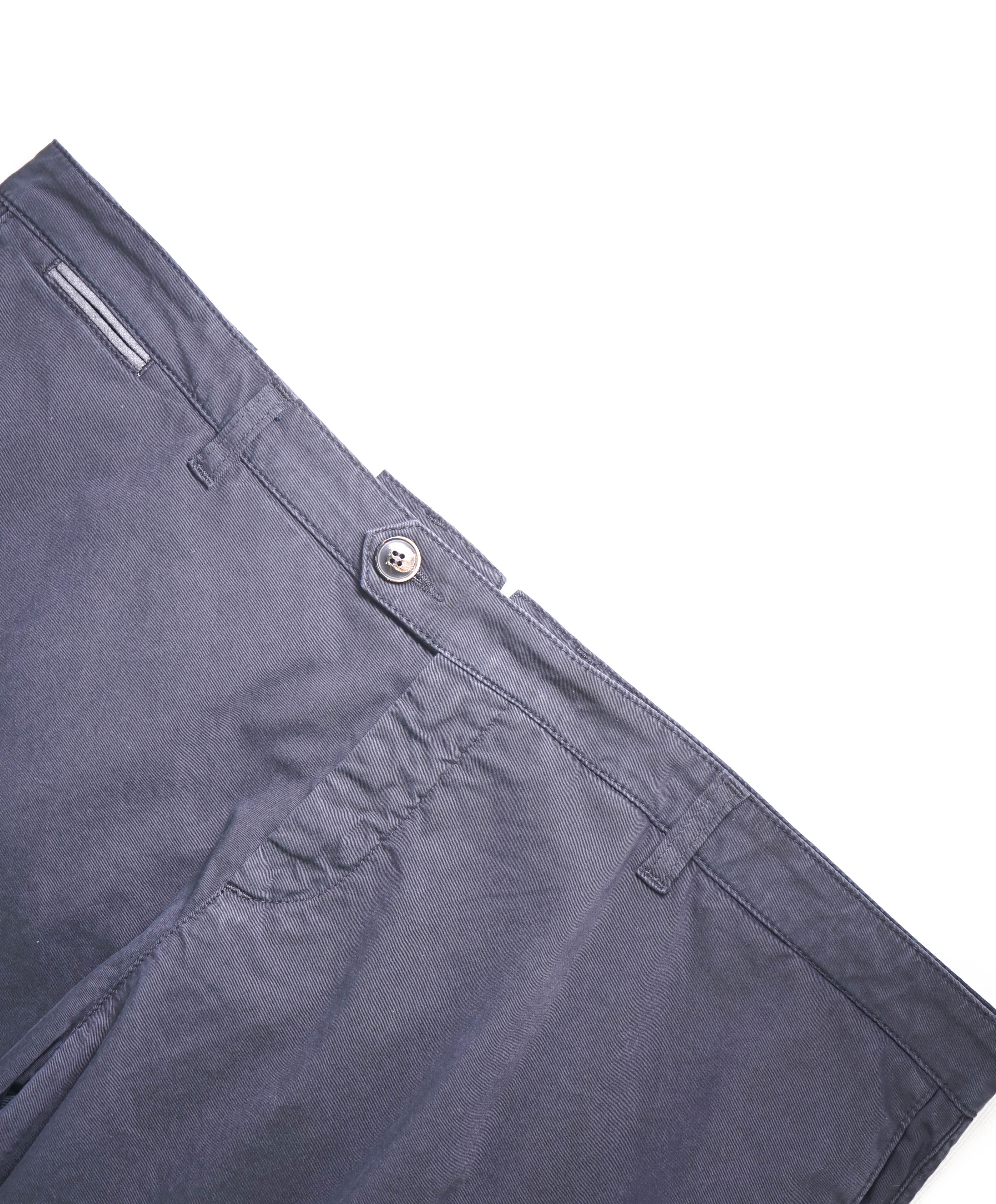 ELEVENTY - Contrast Piping Navy Blue Cotton Chino Pants - 40W