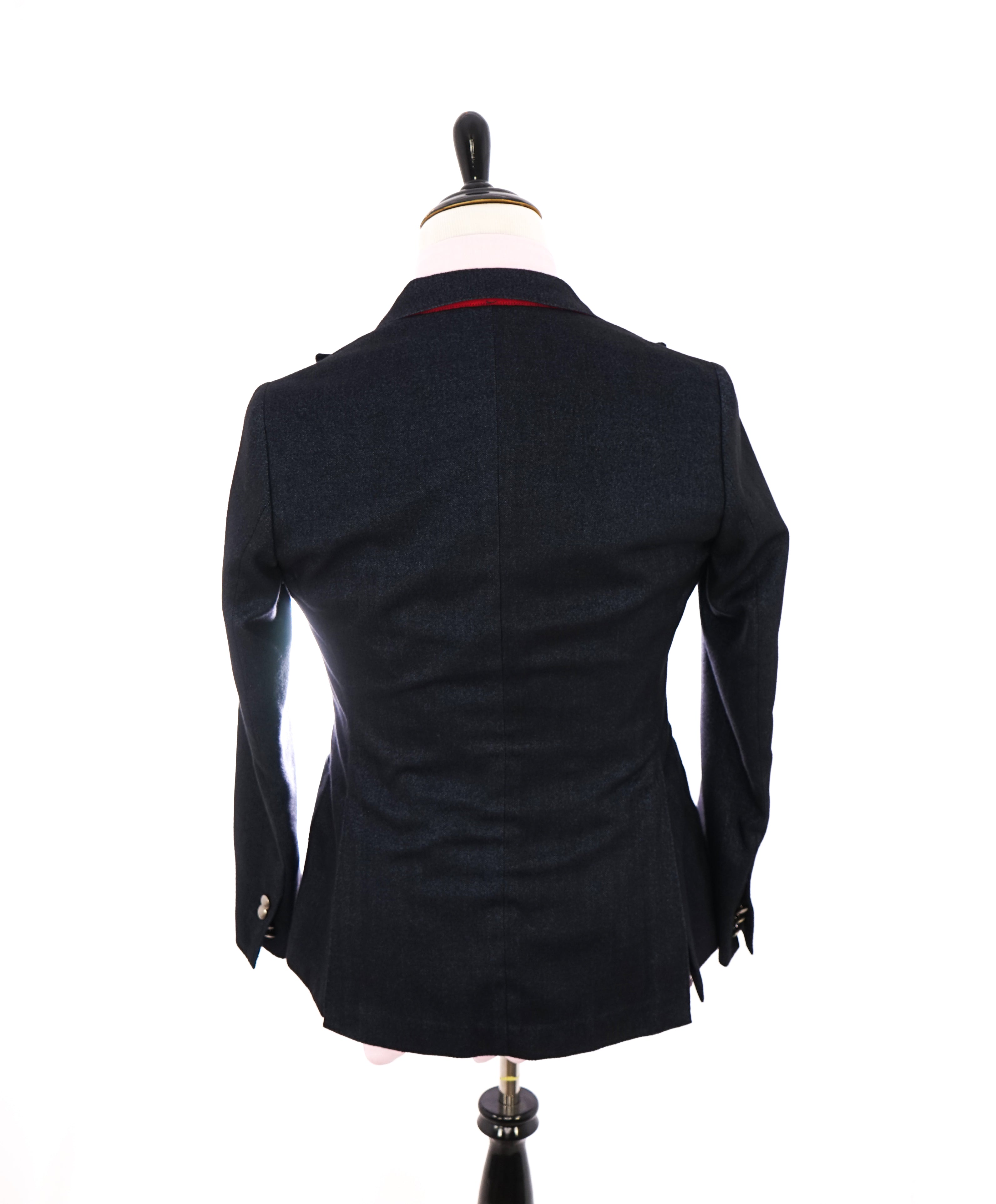 REVERES 1949 - SLIM Blue Herringbone *RED DETAILS* Double Breasted Blazer - 38R