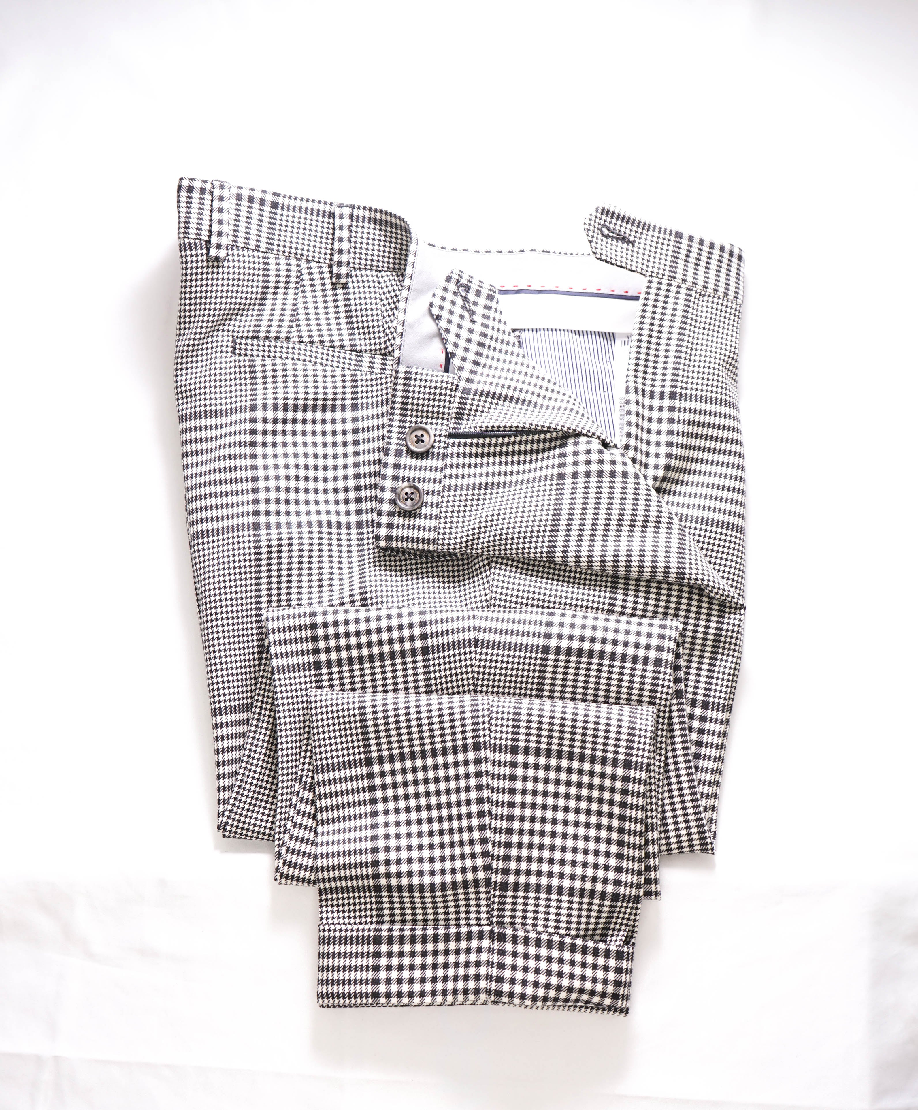 ELEVENTY - Bold Black N' White Check Plaid Flat Front Dress Pants- 33W