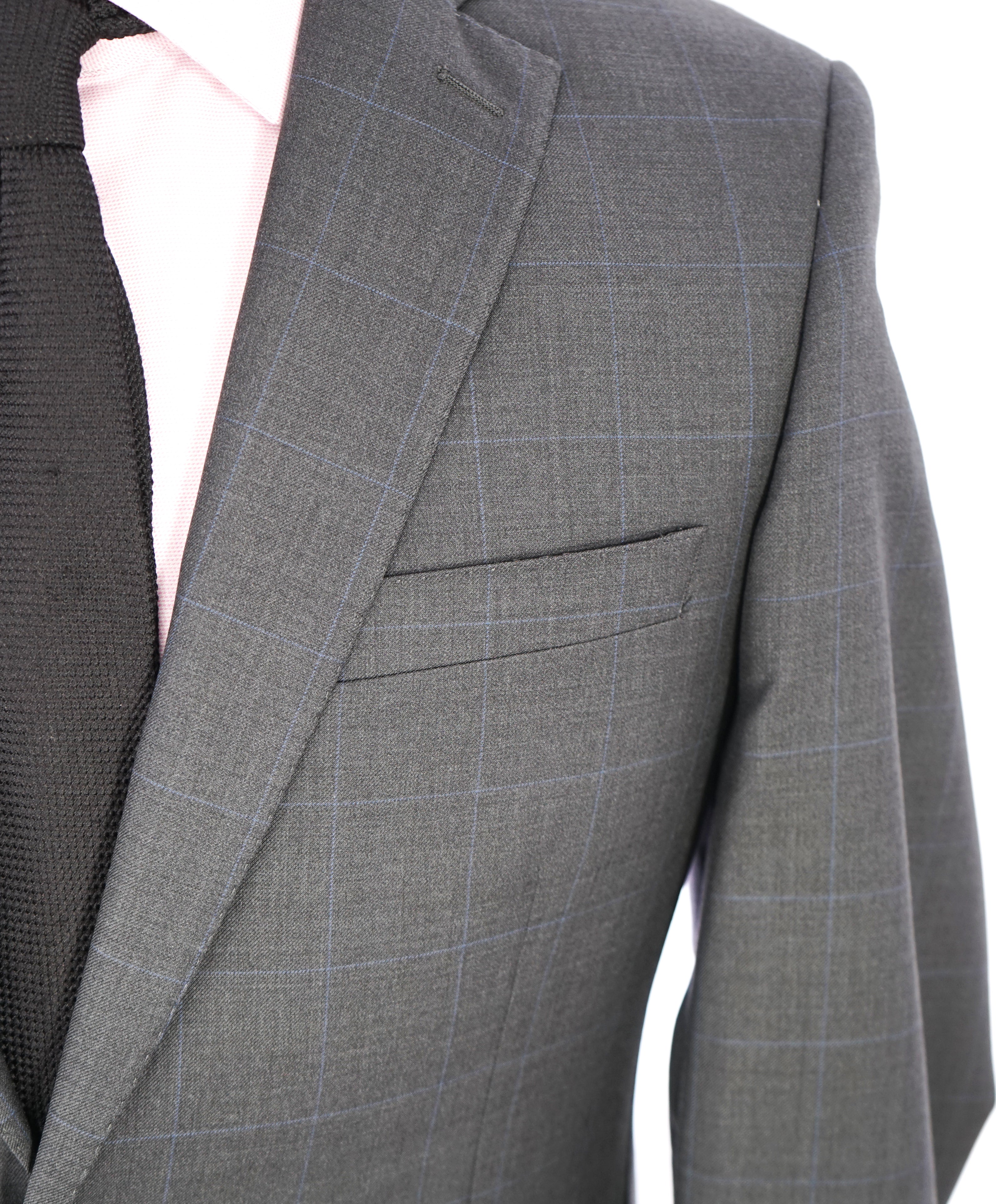 SAKS FIFTH AVENUE - ERMENEGILDO ZEGNA "Traveller" Gray Windowpane Blazer - 38R