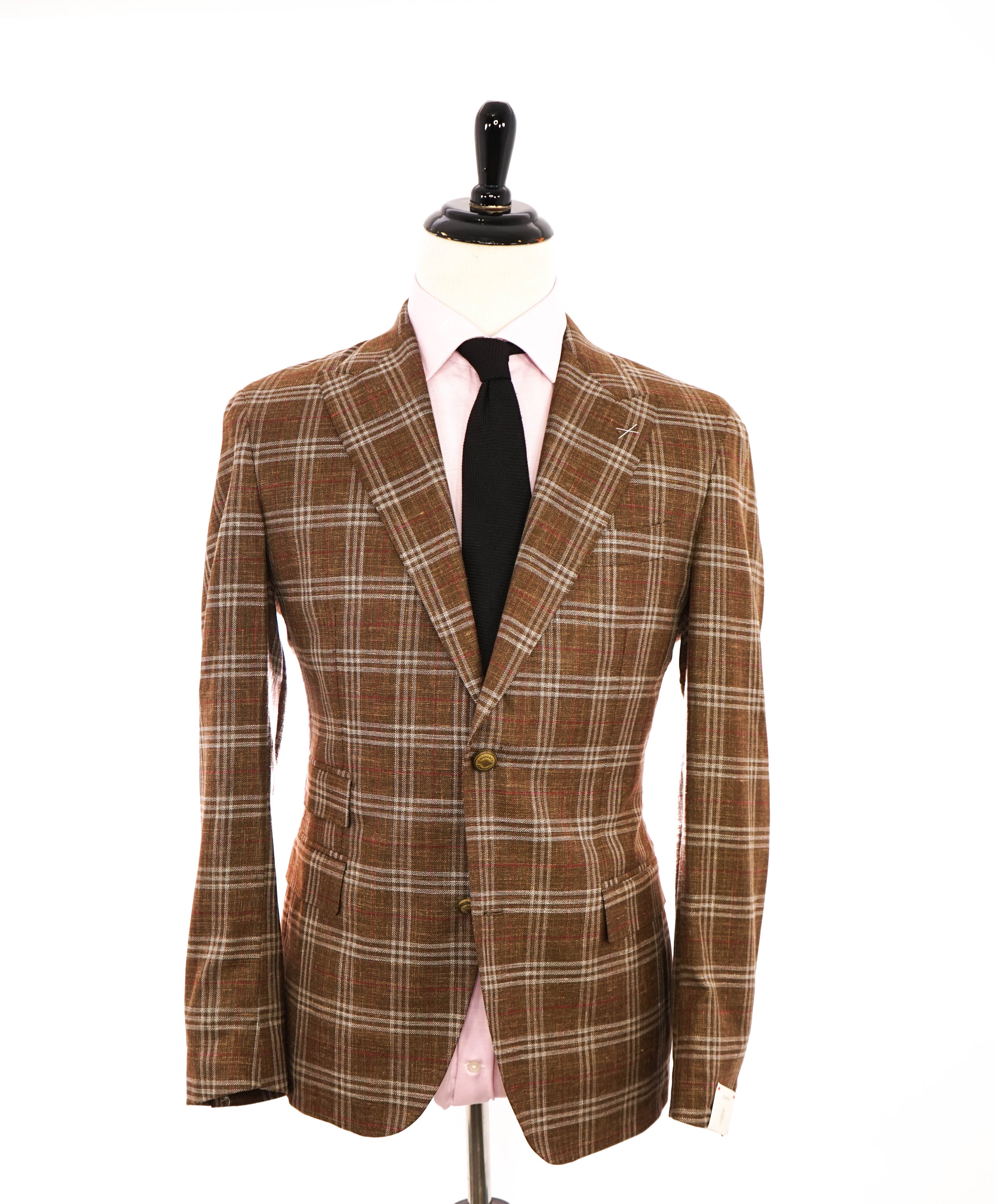 ELEVENTY - *PLATINUM LINE* PURE SILK Check Plaid Neutral Blazer - 40 US