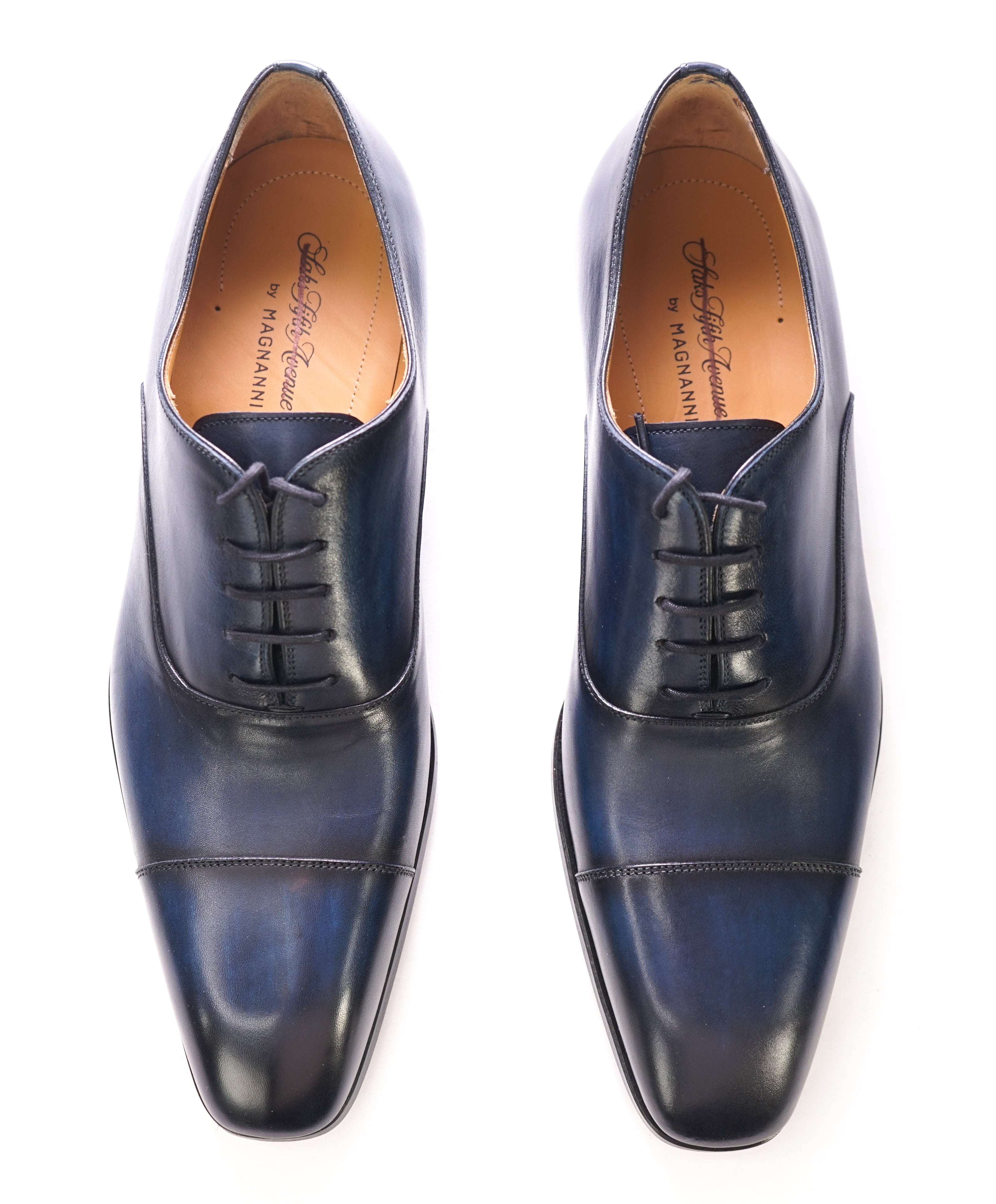 MAGNANNI - Hand Patina Blue Cap Toe Oxfords - 9.5