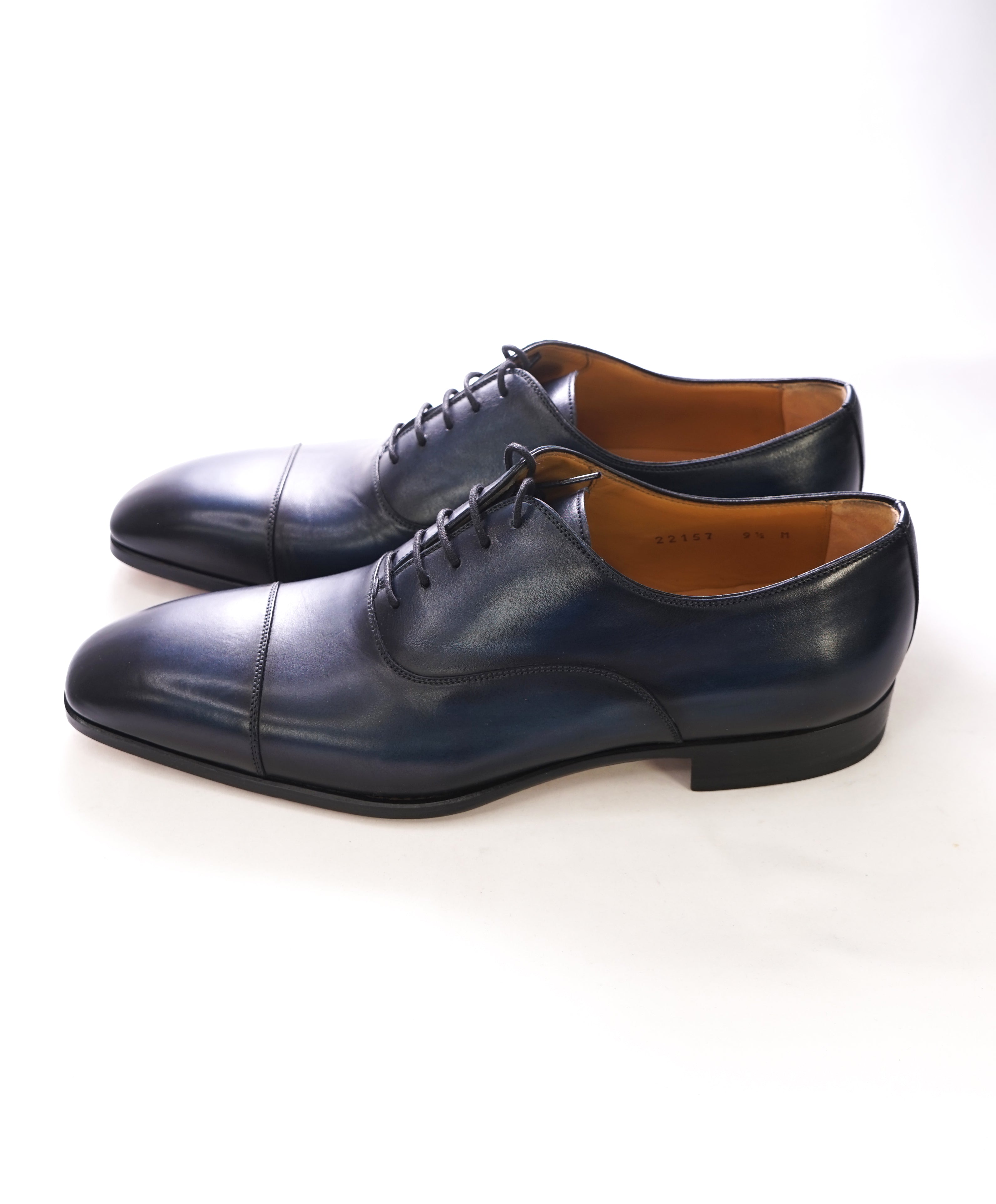 MAGNANNI - Hand Patina Blue Cap Toe Oxfords - 9.5