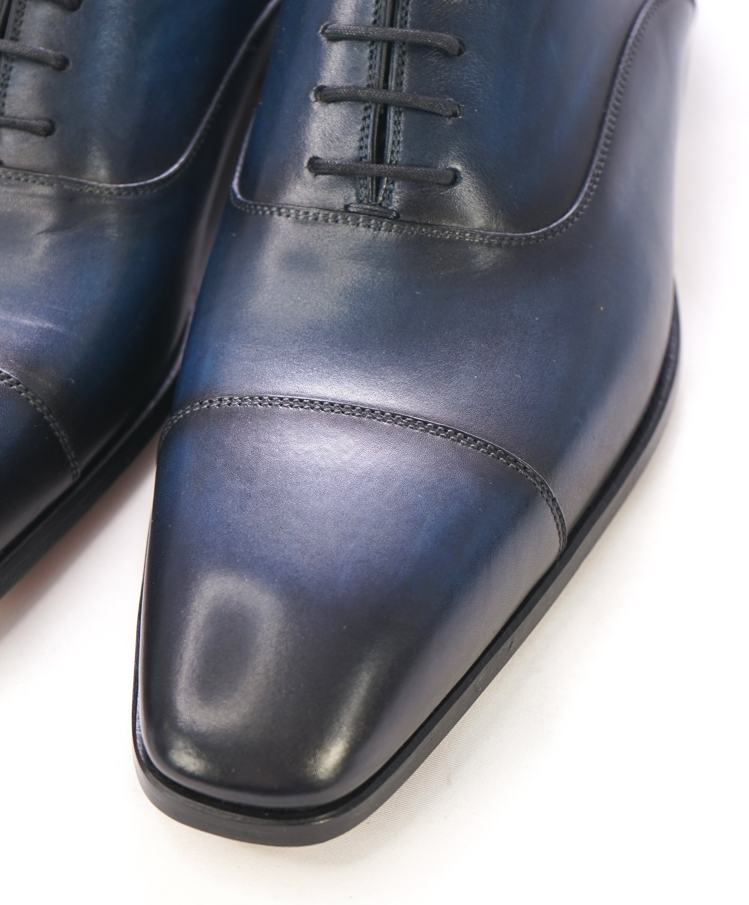 MAGNANNI - Hand Patina Blue Cap Toe Oxfords - 9.5