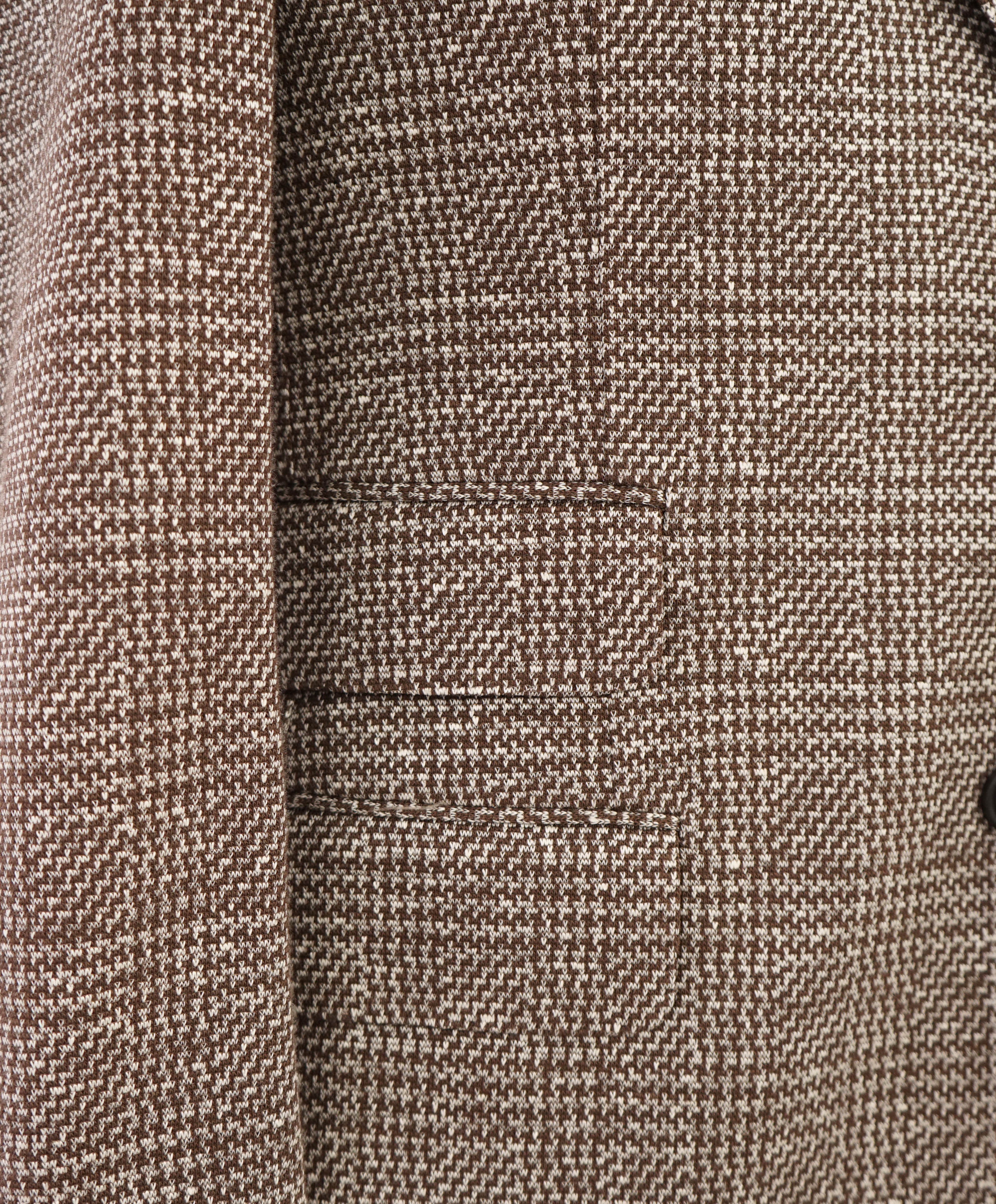 ELEVENTY - Brown HOUNDSTOOTH Semi-Lined Peak COTTON/LINEN Blazer - 40 (50 EU)