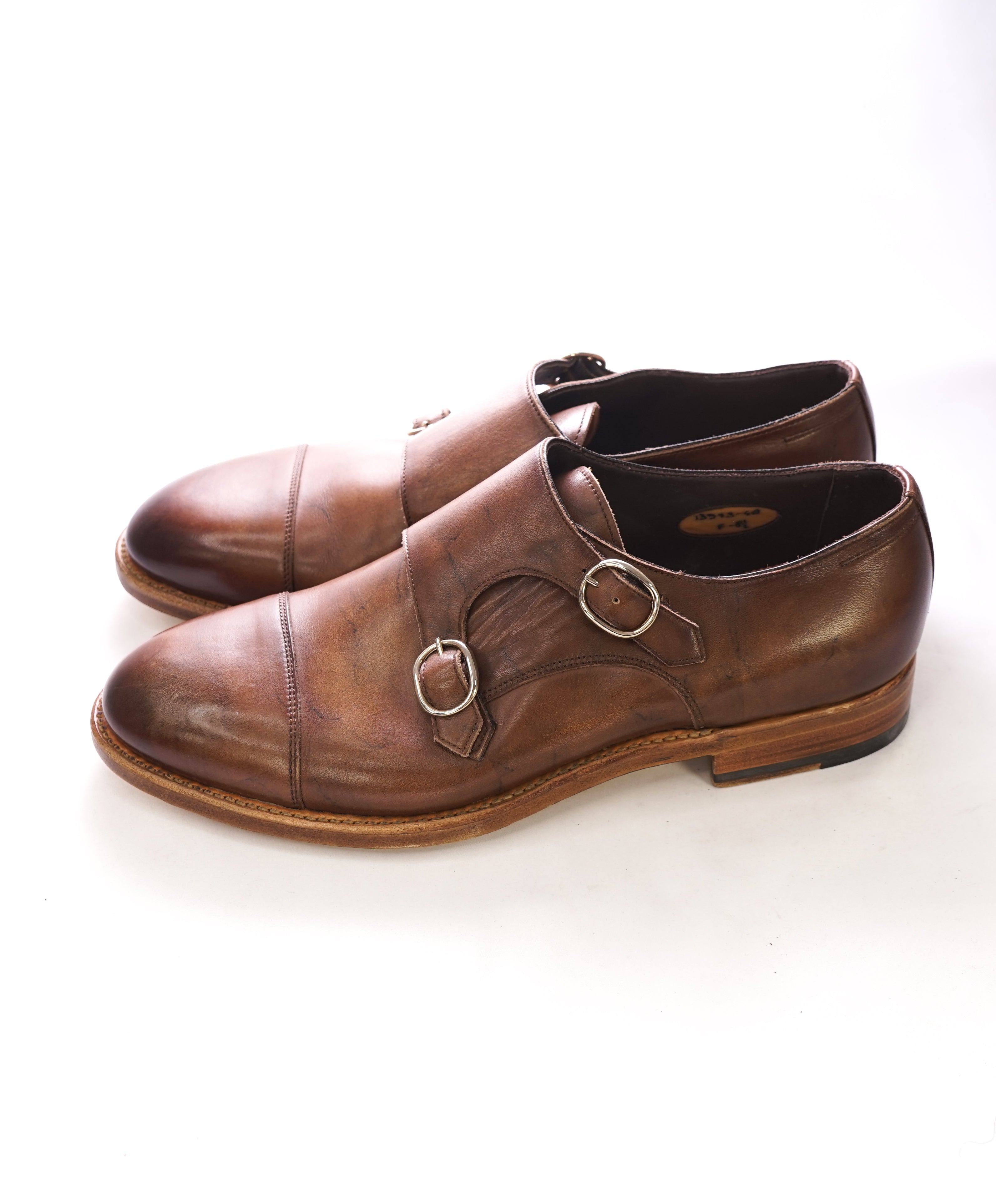 SANTONI - "GOODYEAR WELT” Distressed Monk Strap Patina Brown Premium - 9.5