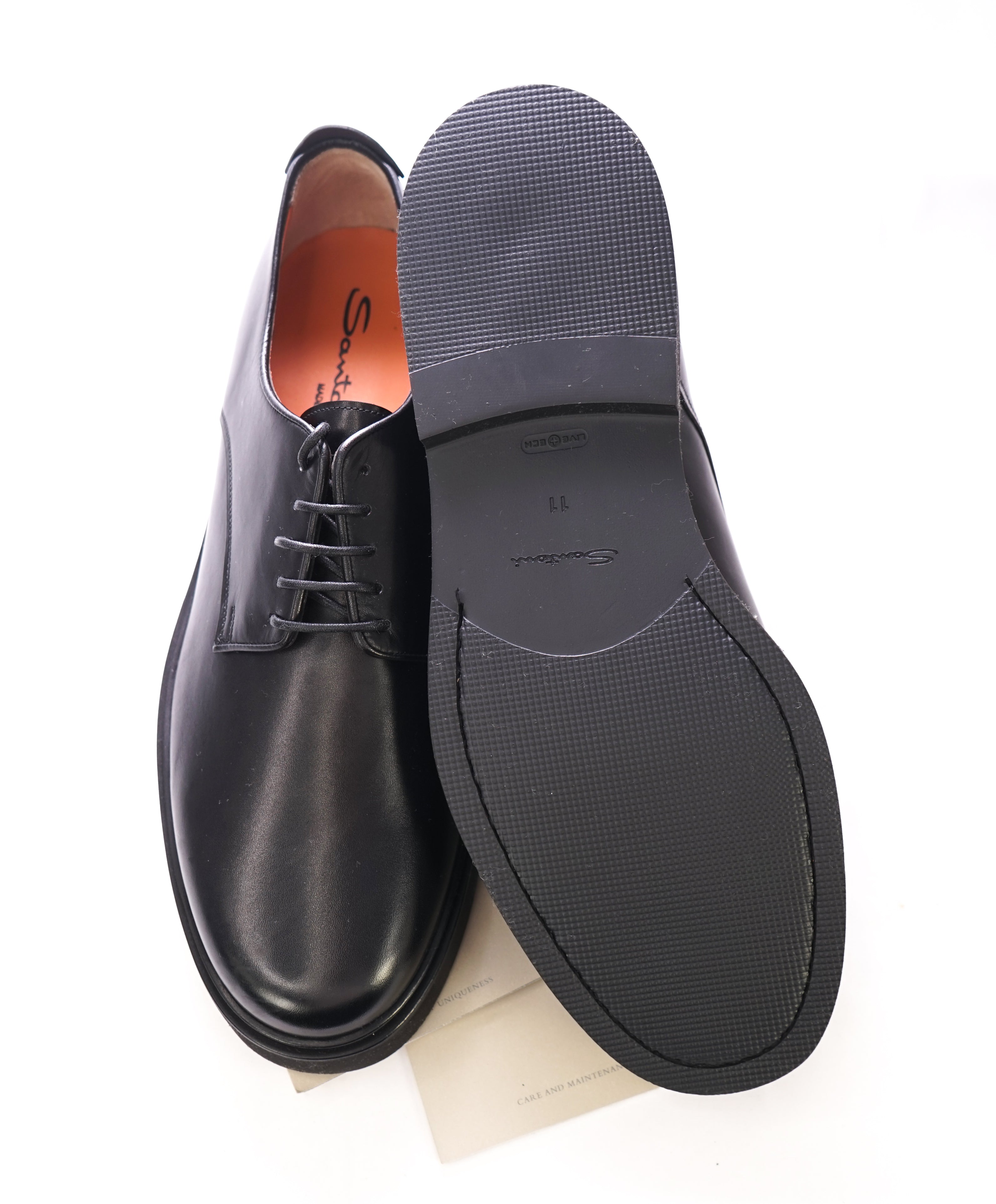 SANTONI - Black Lug Sole Oxfords "LIVE TECH" Sole - 12