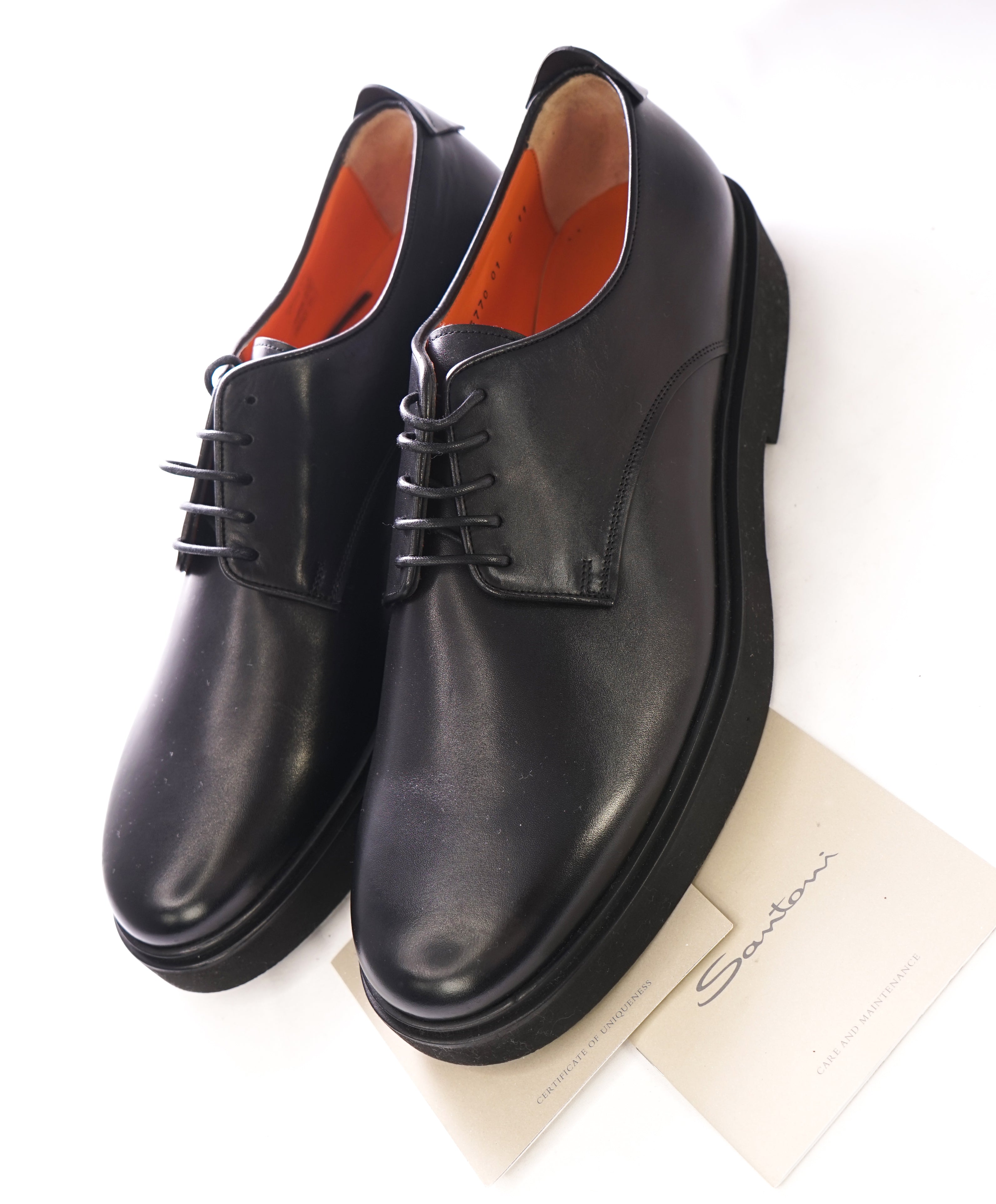 SANTONI - Black Lug Sole Oxfords "LIVE TECH" Sole - 12