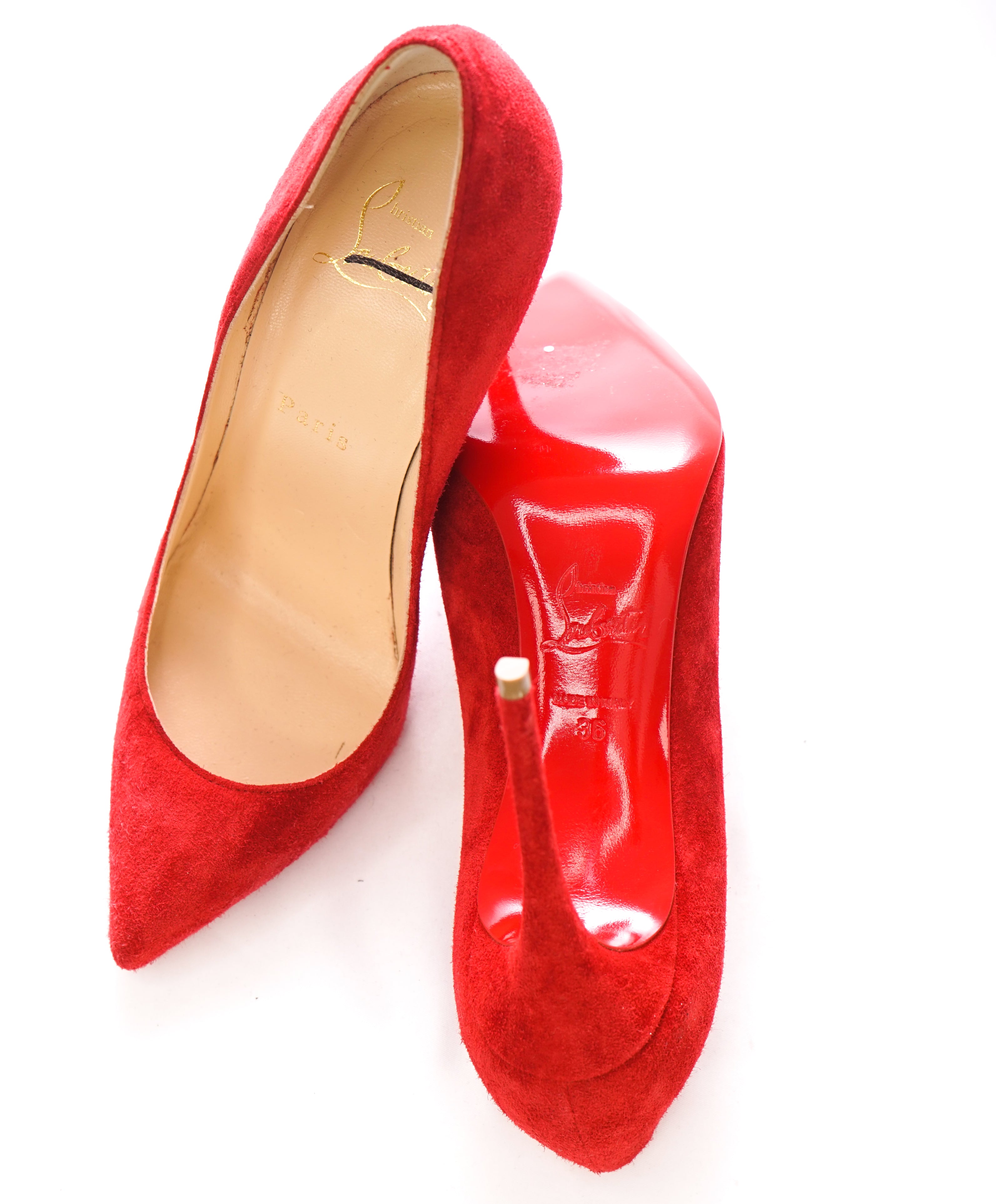 CHRISTIAN LOUBOUTIN - "So Kate 120" Red Suede Leather Pumps - 36