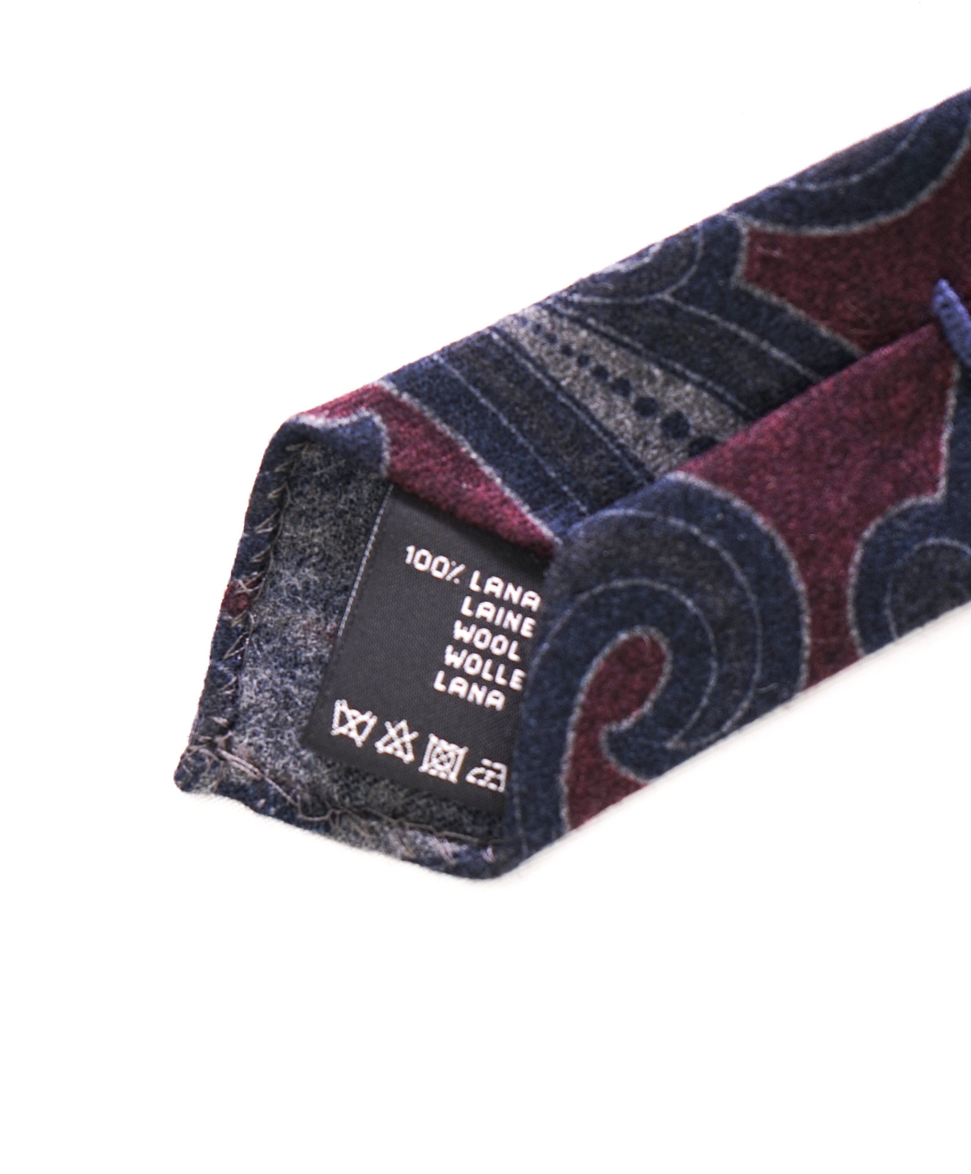 $185 ERMENEGILDO ZEGNA - Maroon Paisley FLANNEL WOOL Unlined - Tie