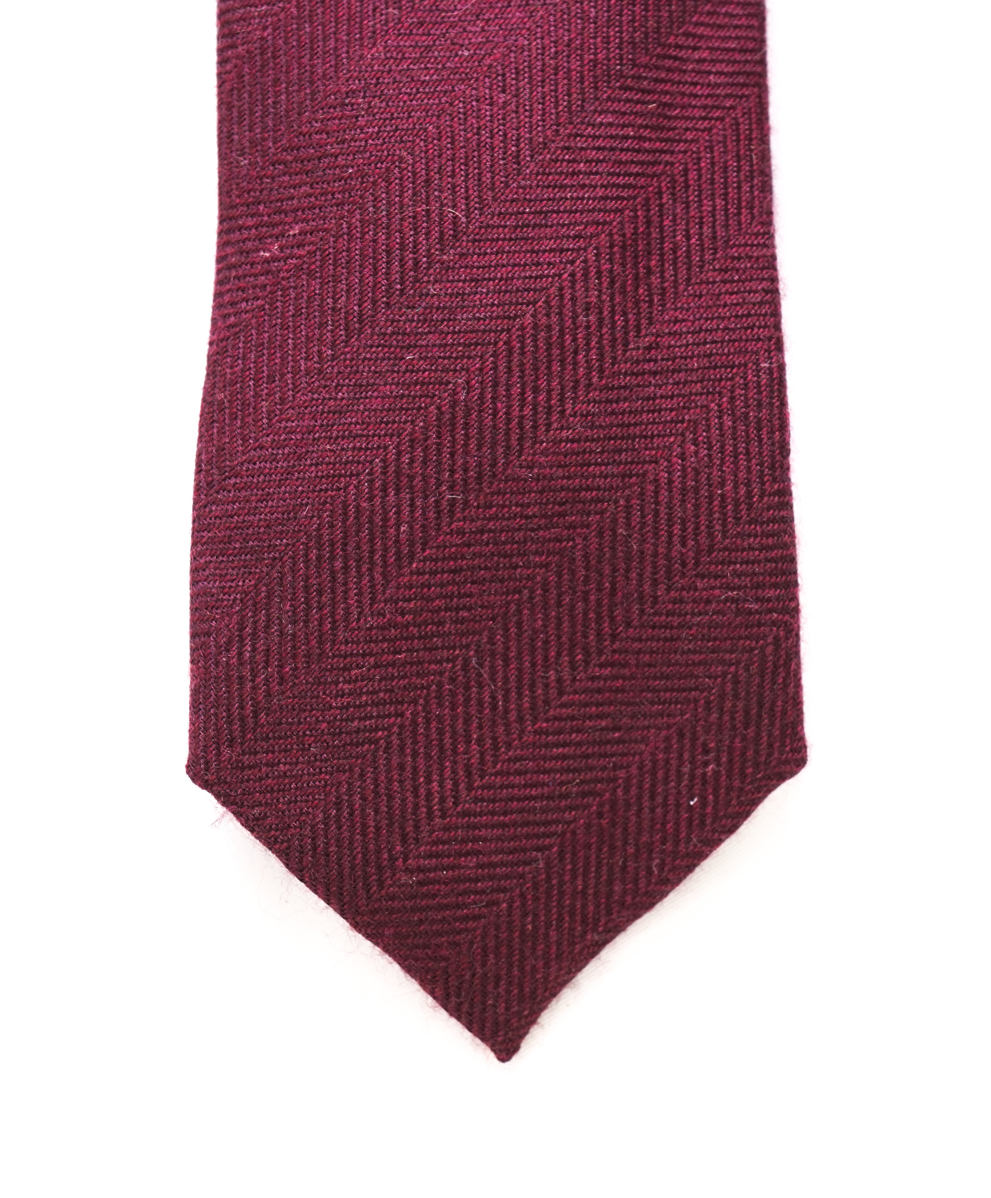 $185 ERMENEGILDO ZEGNA "DUO" - Burgundy Herringbone WOOL/SILK Blend - Tie