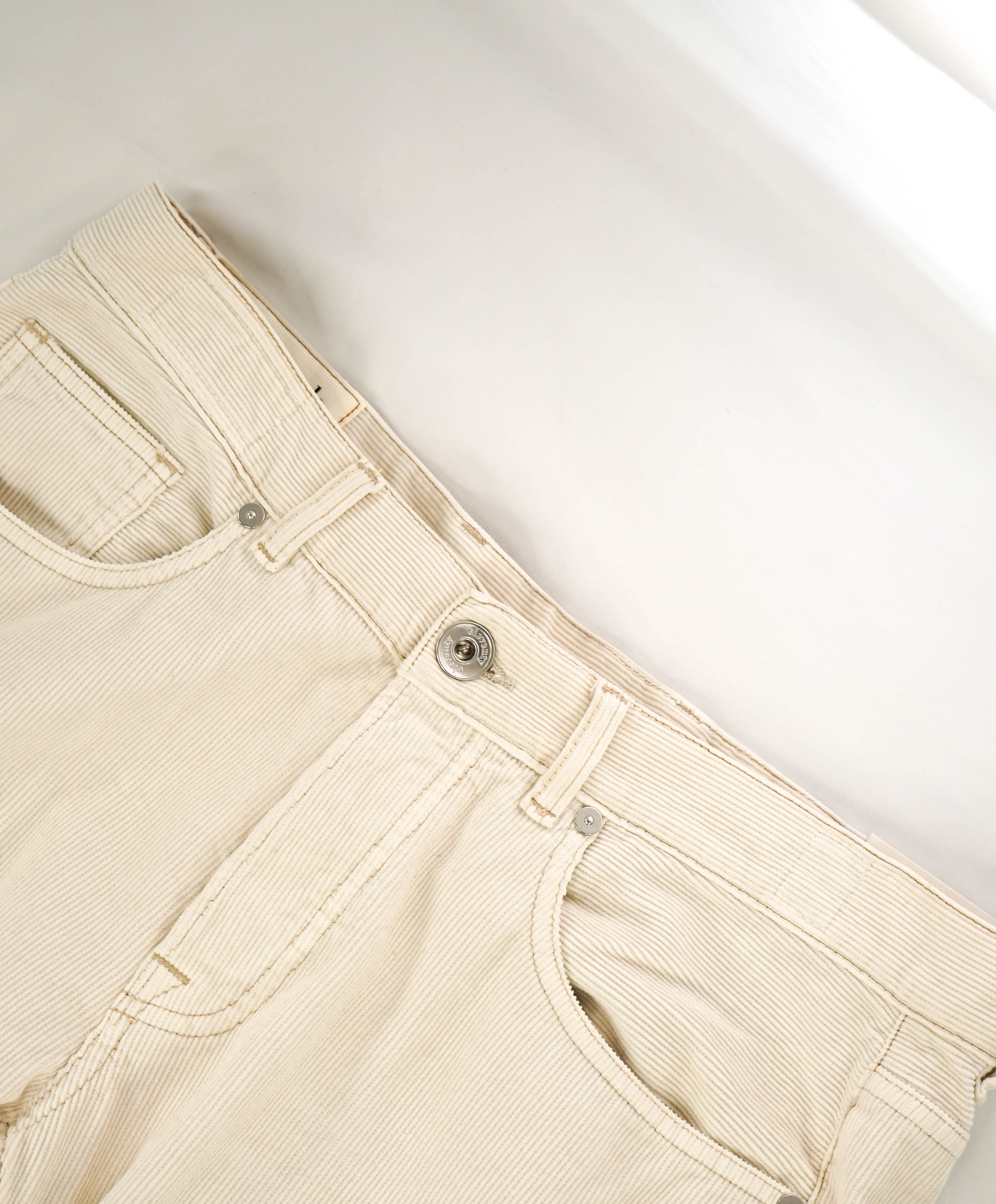 ELEVENTY - 5-Pocket Neutral Beige/Ivory Chino Twill/Cord Cotton Pants - 33W