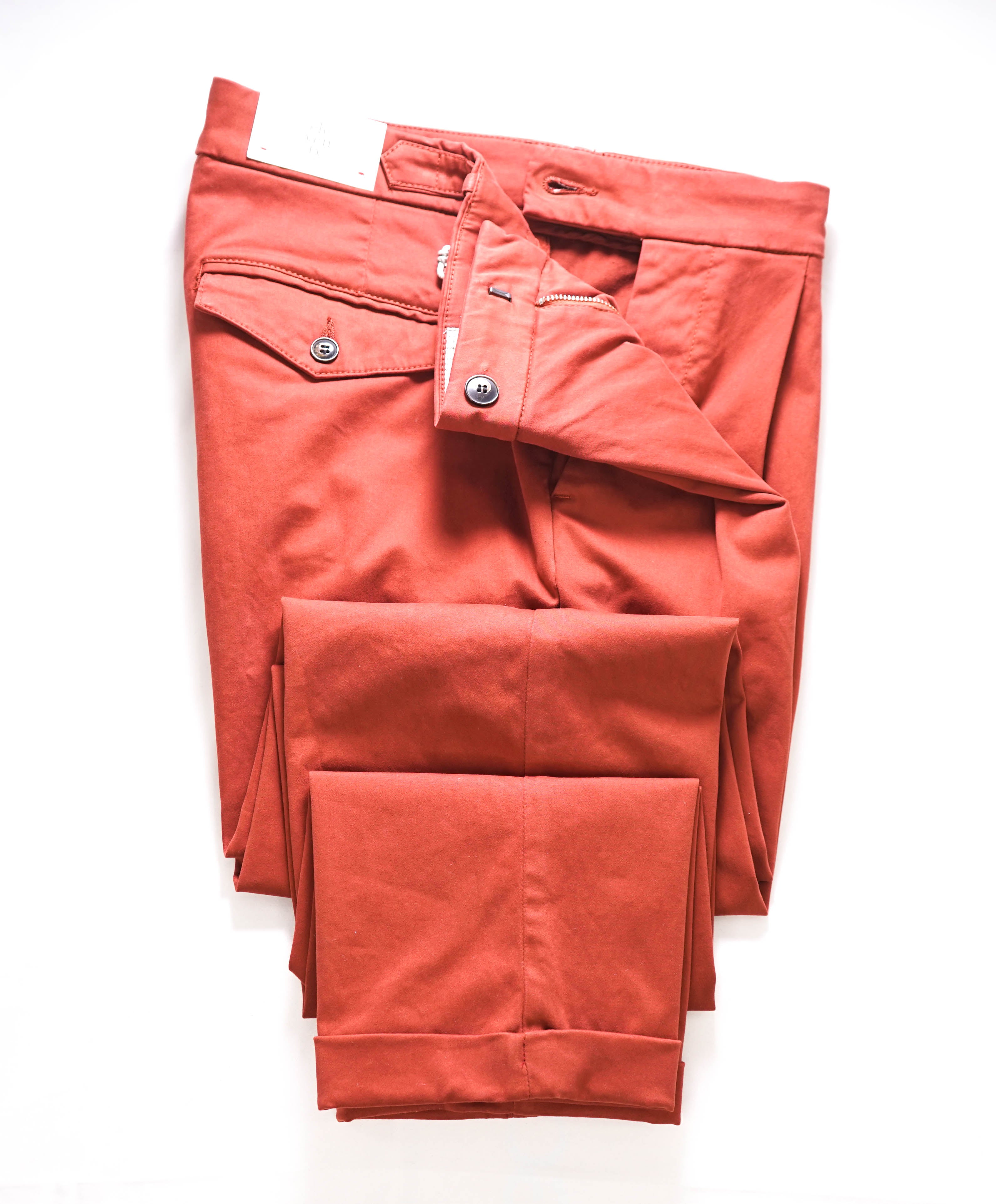 ELEVENTY - *SIDE TABS* Cotton Red Slim Casual/Slim Pants- 33W