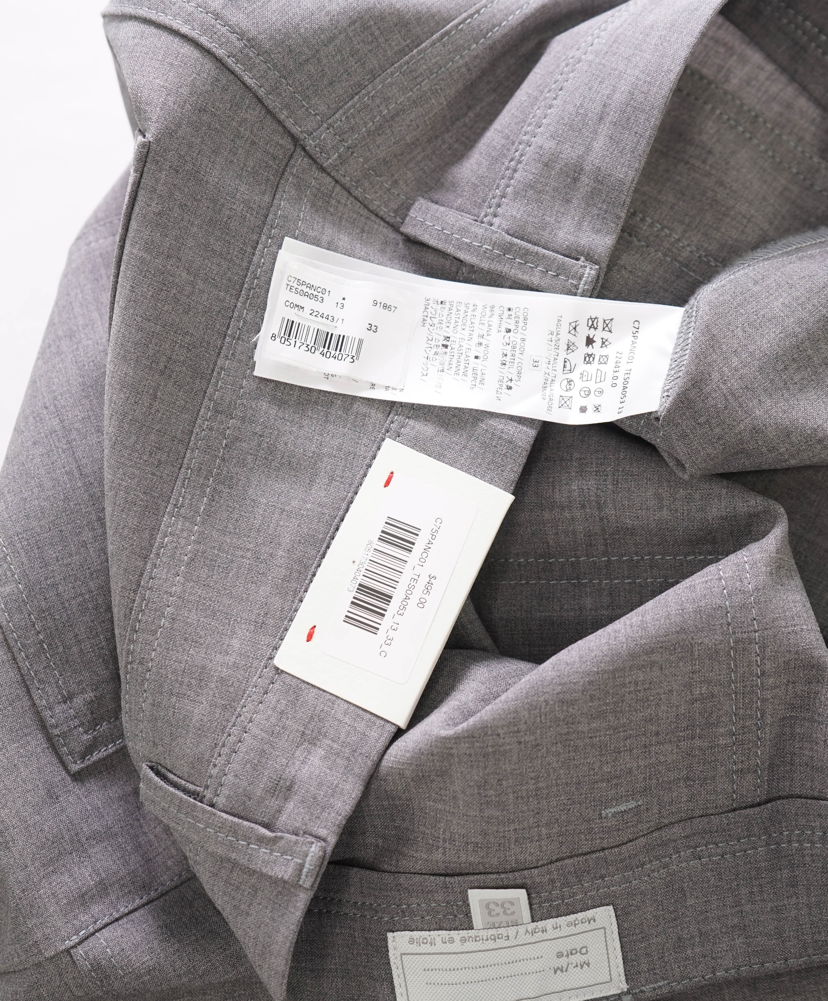 ELEVENTY - *PATCH POCKET* Wool Light Gray Premium Dress Pants- 33W