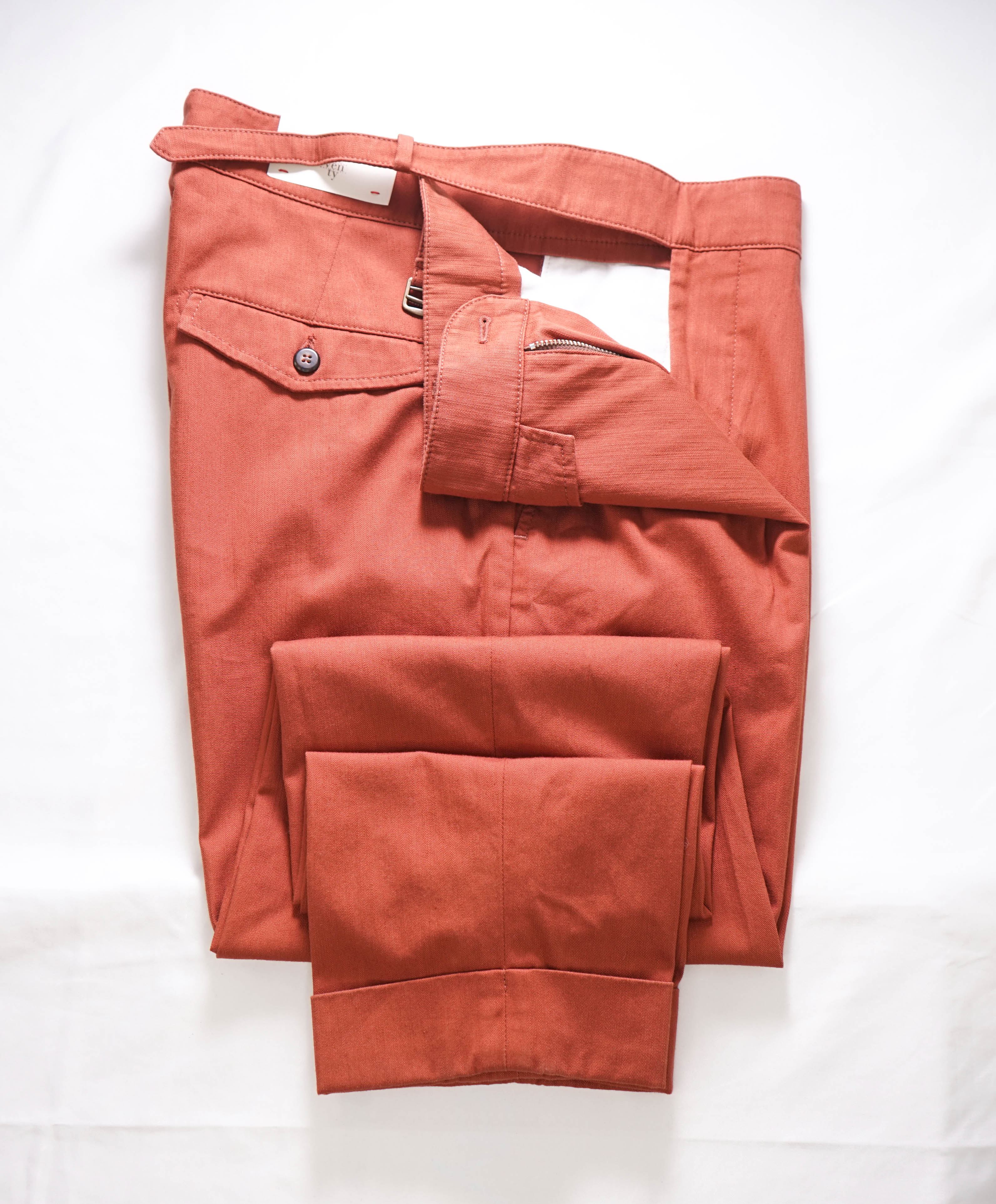 ELEVENTY - *SIDE TAB BELTED* Cotton/Elastane Red Slim Casual/Slim Pants- 33W