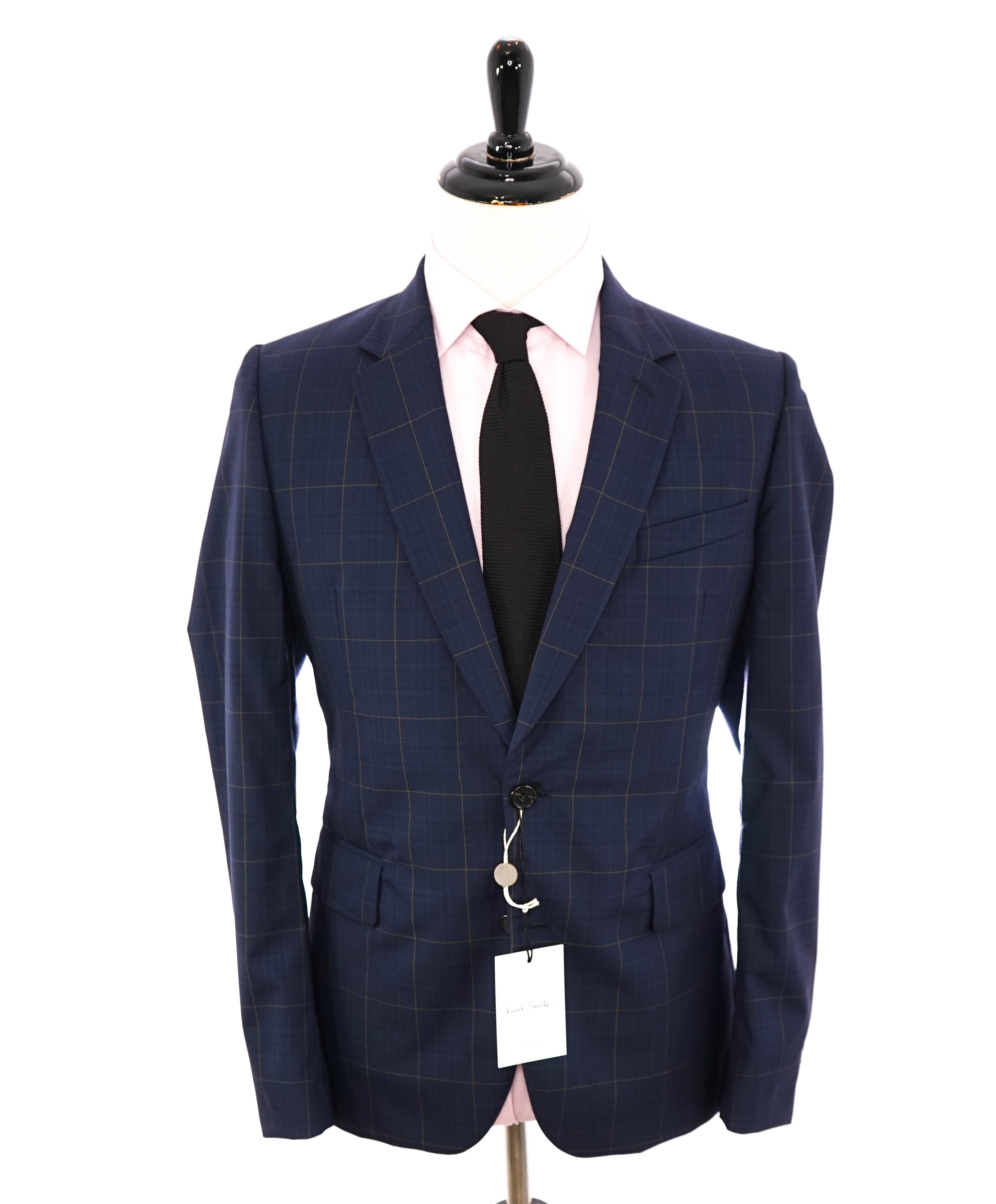 PAUL SMITH - by CARLO BARBERA "SOHO FIT" Wool Blue/Camel Check Suit - 42R